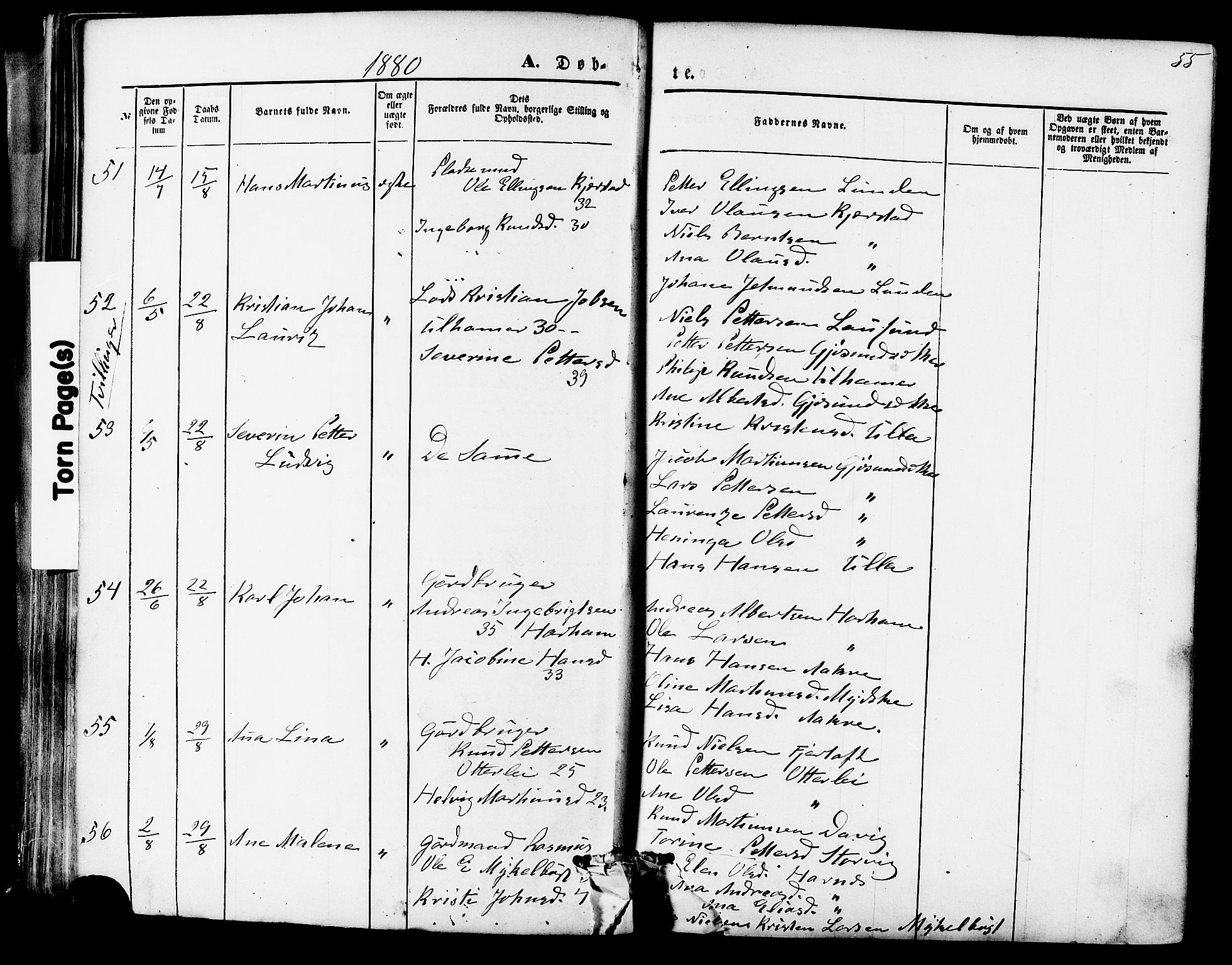 Ministerialprotokoller, klokkerbøker og fødselsregistre - Møre og Romsdal, SAT/A-1454/536/L0500: Parish register (official) no. 536A09, 1876-1889, p. 55