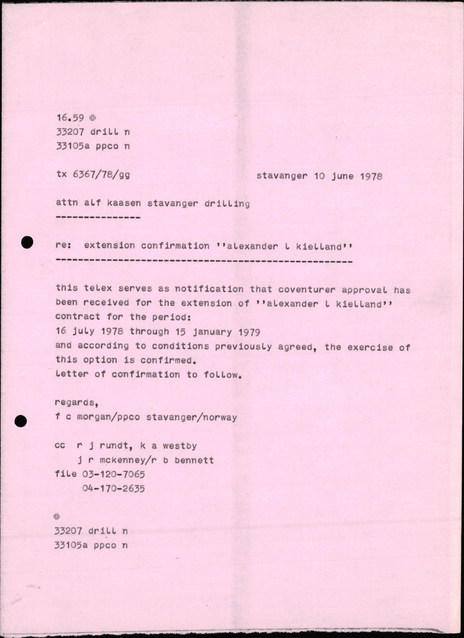 Pa 1503 - Stavanger Drilling AS, AV/SAST-A-101906/2/E/Eb/Eba/L0010: Sak og korrespondanse, 1977-1981