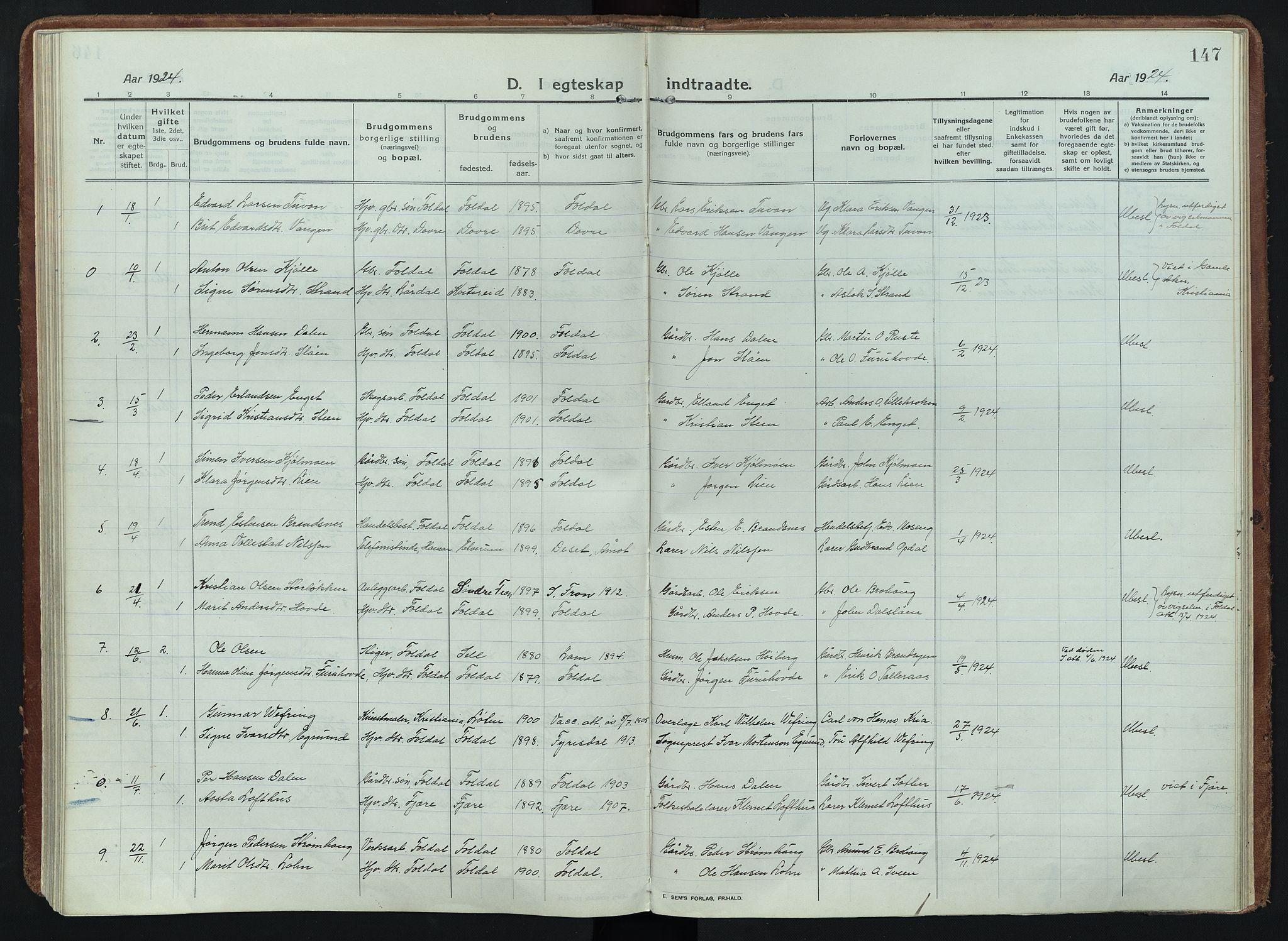 Alvdal prestekontor, AV/SAH-PREST-060/H/Ha/Haa/L0005: Parish register (official) no. 5, 1913-1930, p. 147