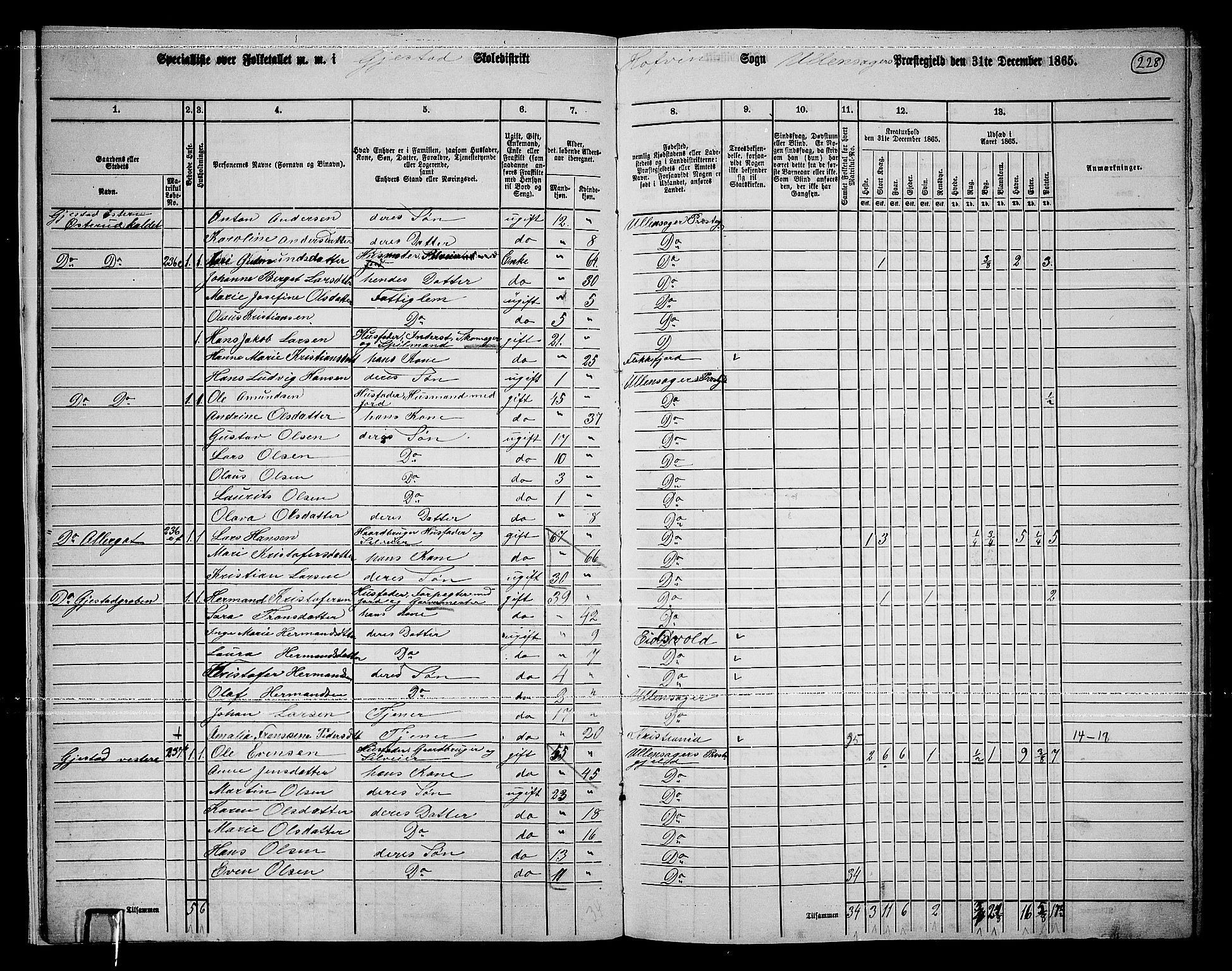 RA, 1865 census for Ullensaker, 1865, p. 203