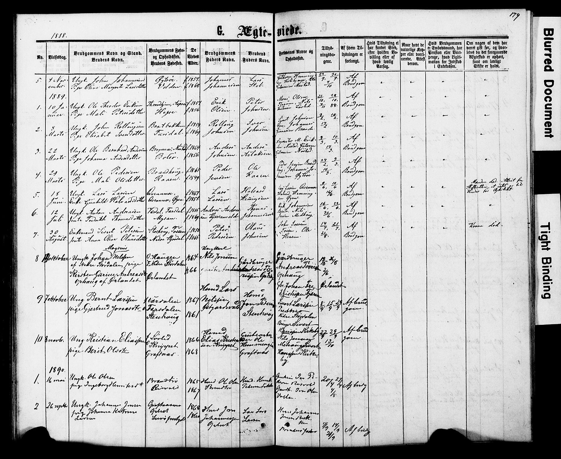 Ministerialprotokoller, klokkerbøker og fødselsregistre - Nord-Trøndelag, SAT/A-1458/706/L0049: Parish register (copy) no. 706C01, 1864-1895, p. 179