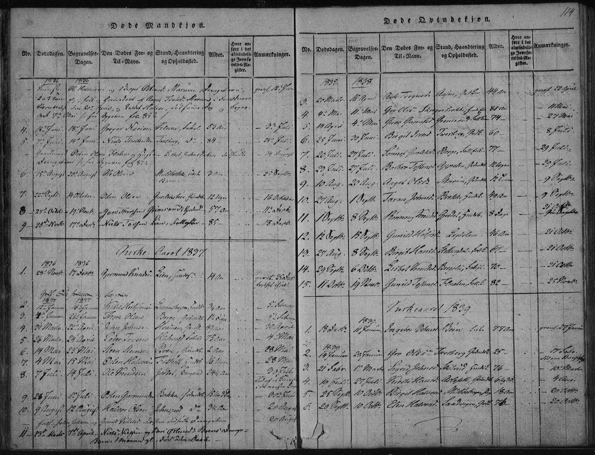 Tinn kirkebøker, AV/SAKO-A-308/F/Fa/L0004: Parish register (official) no. I 4, 1815-1843, p. 113b-114a