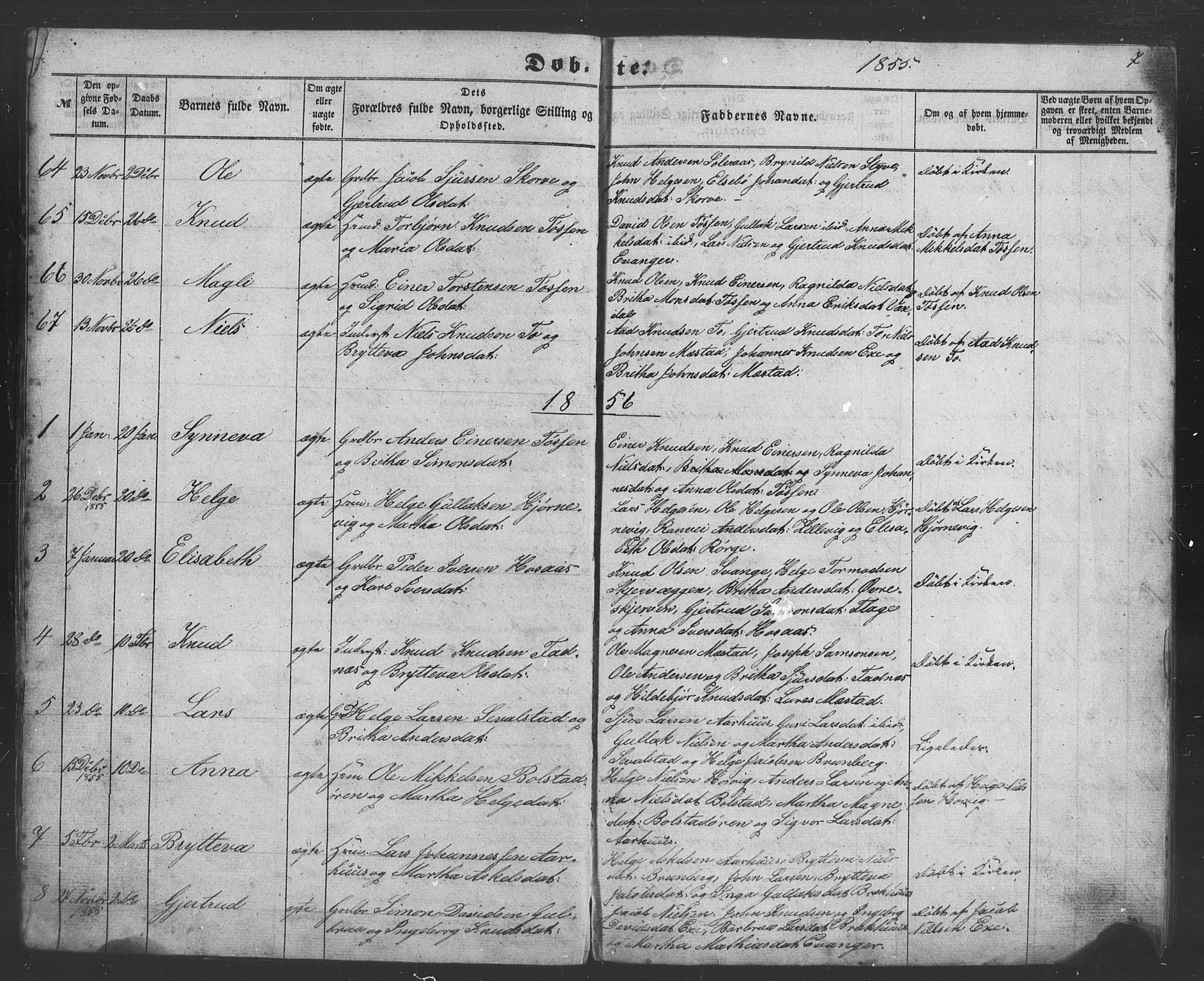 Evanger sokneprestembete, AV/SAB-A-99924: Parish register (copy) no. A 1, 1855-1864, p. 7