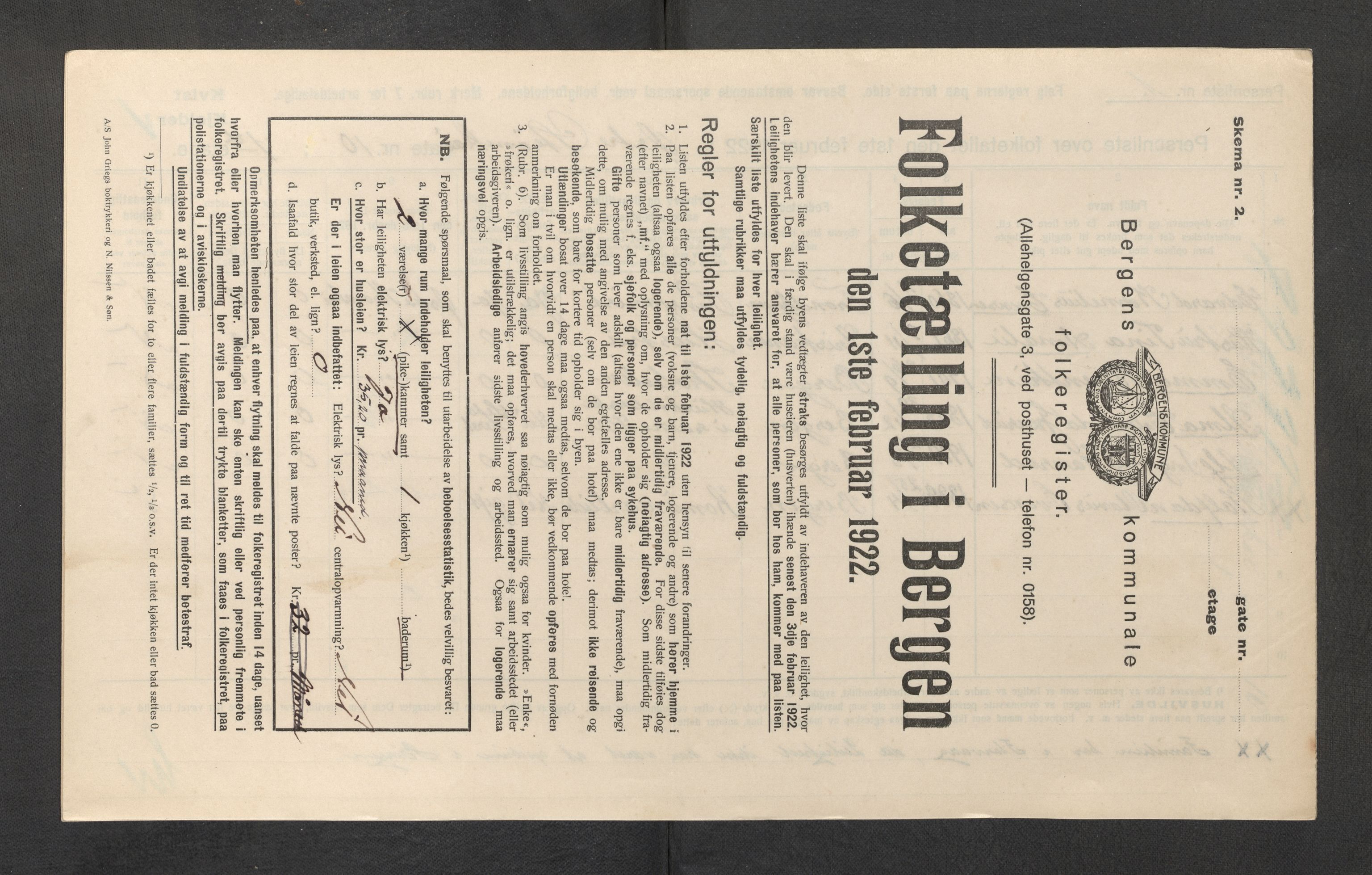 SAB, Municipal Census 1922 for Bergen, 1922, p. 41083