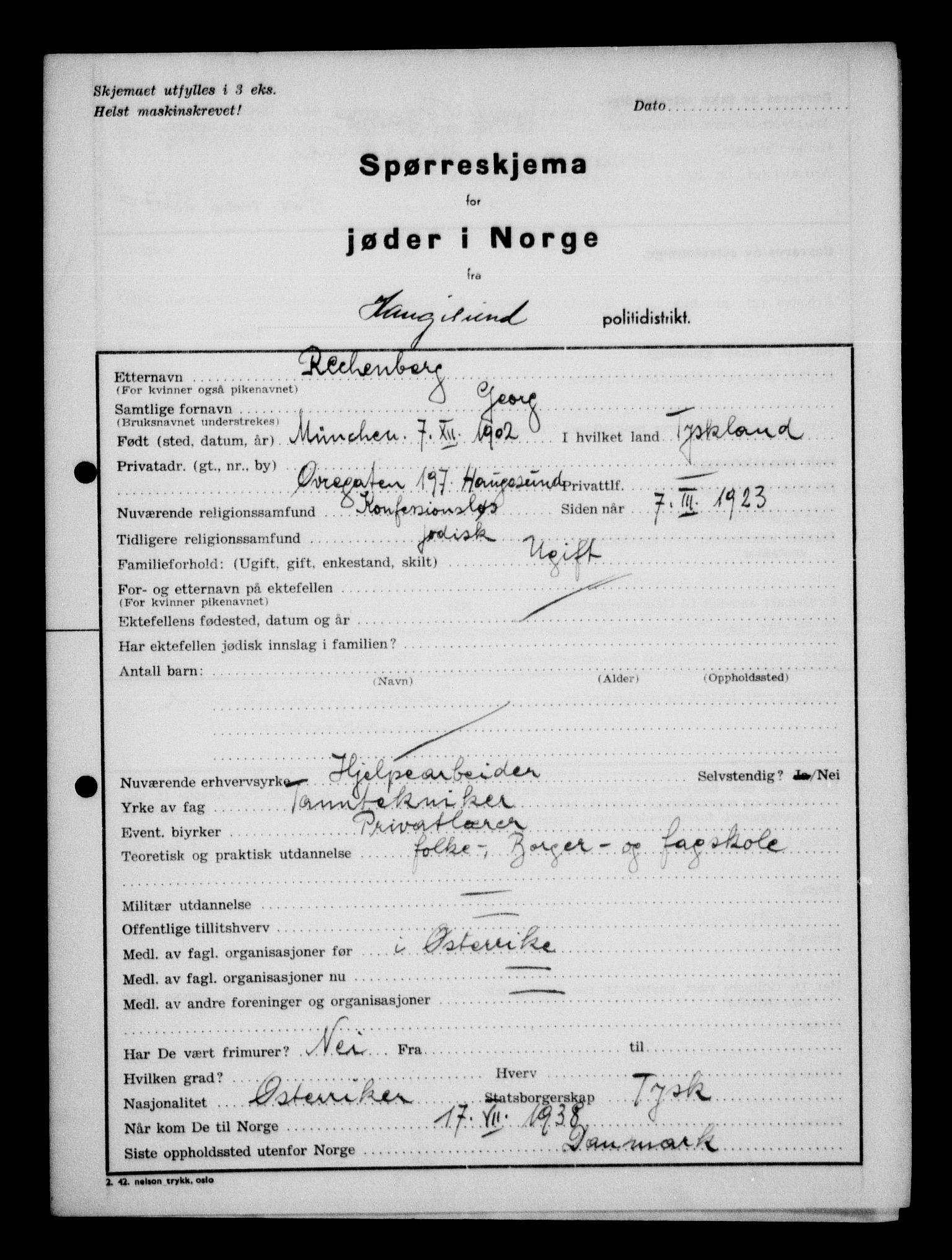 Statspolitiet - Hovedkontoret / Osloavdelingen, AV/RA-S-1329/G/Ga/L0012: Spørreskjema for jøder i Norge. 1: Aker 114- 207 (Levinson-Wozak) og 656 (Salomon). 2: Arendal-Hordaland. 3: Horten-Romerike.  , 1942, p. 590