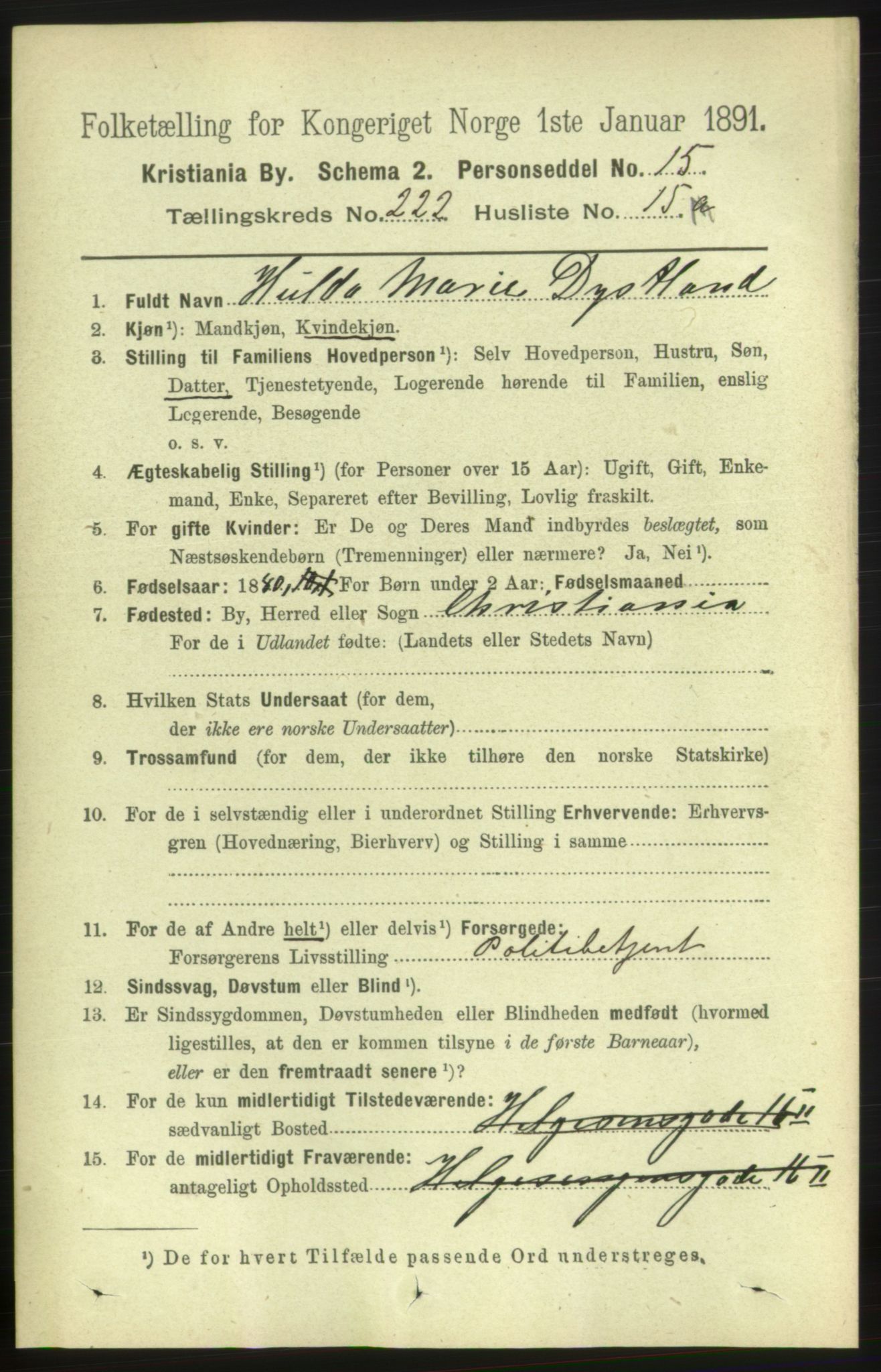 RA, 1891 census for 0301 Kristiania, 1891, p. 133622