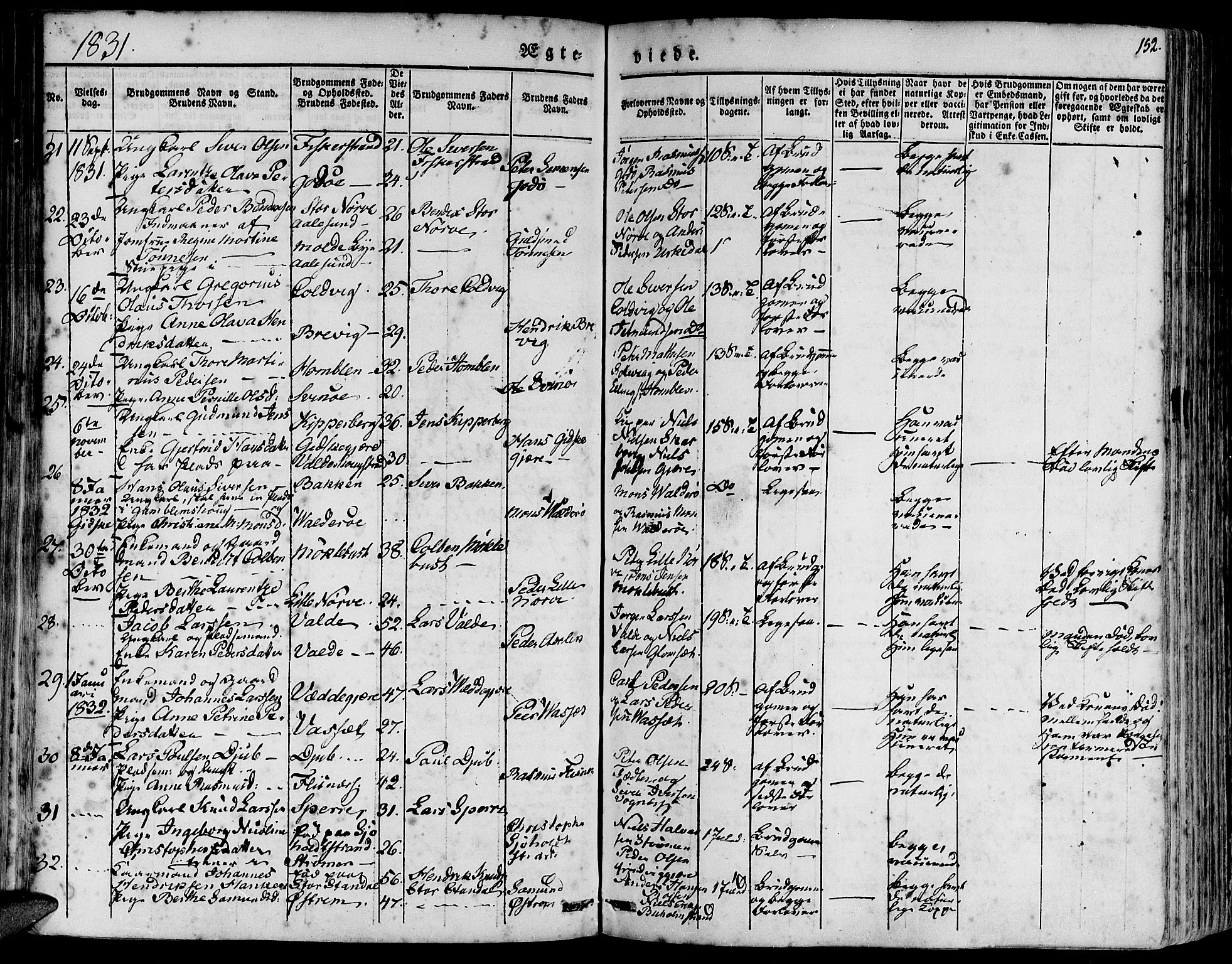 Ministerialprotokoller, klokkerbøker og fødselsregistre - Møre og Romsdal, AV/SAT-A-1454/528/L0395: Parish register (official) no. 528A06, 1828-1839, p. 152