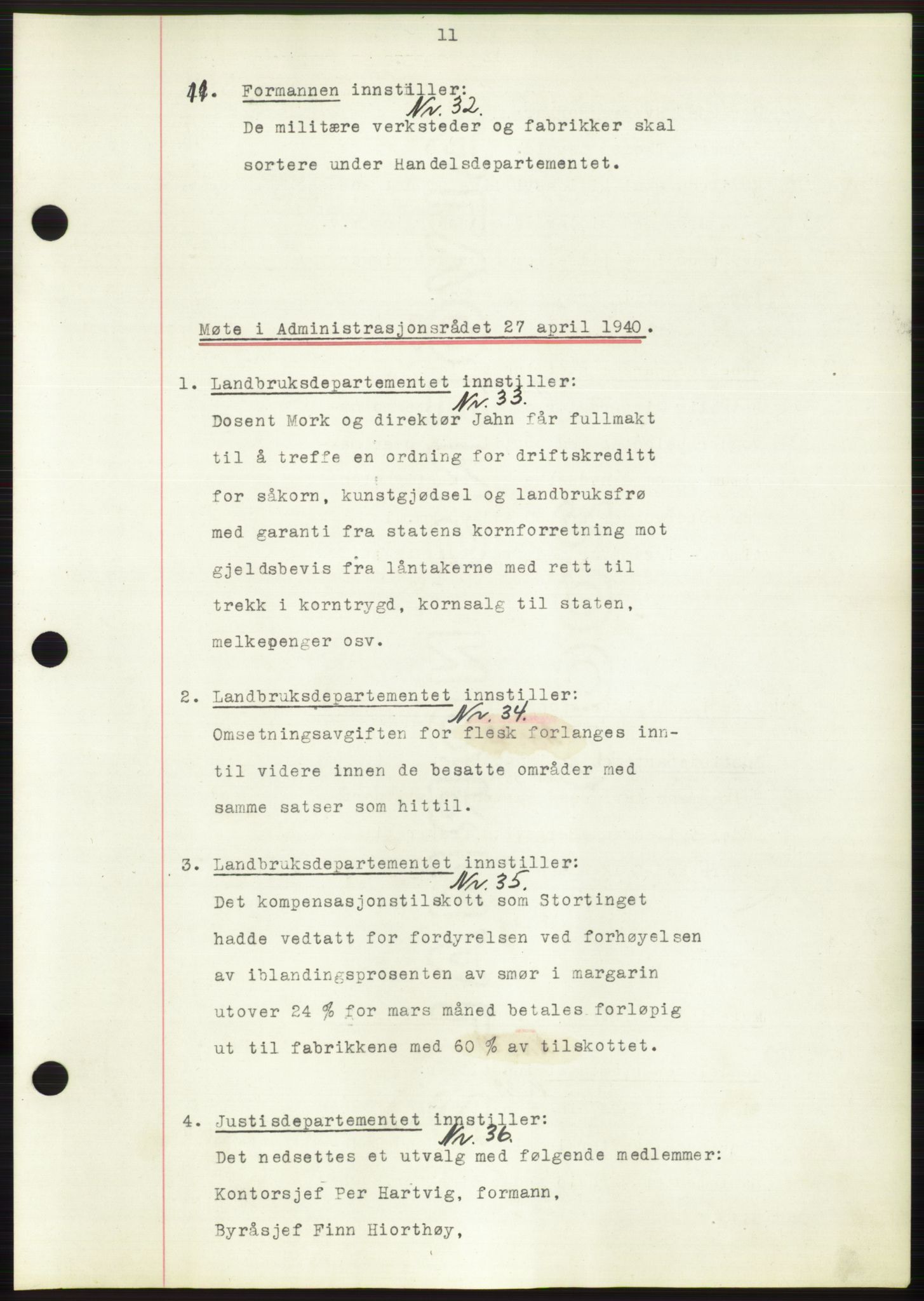 Administrasjonsrådet, AV/RA-S-1004/A/L0002: Vedtaksprotokoll 16/4-25/9, 1940, p. 15