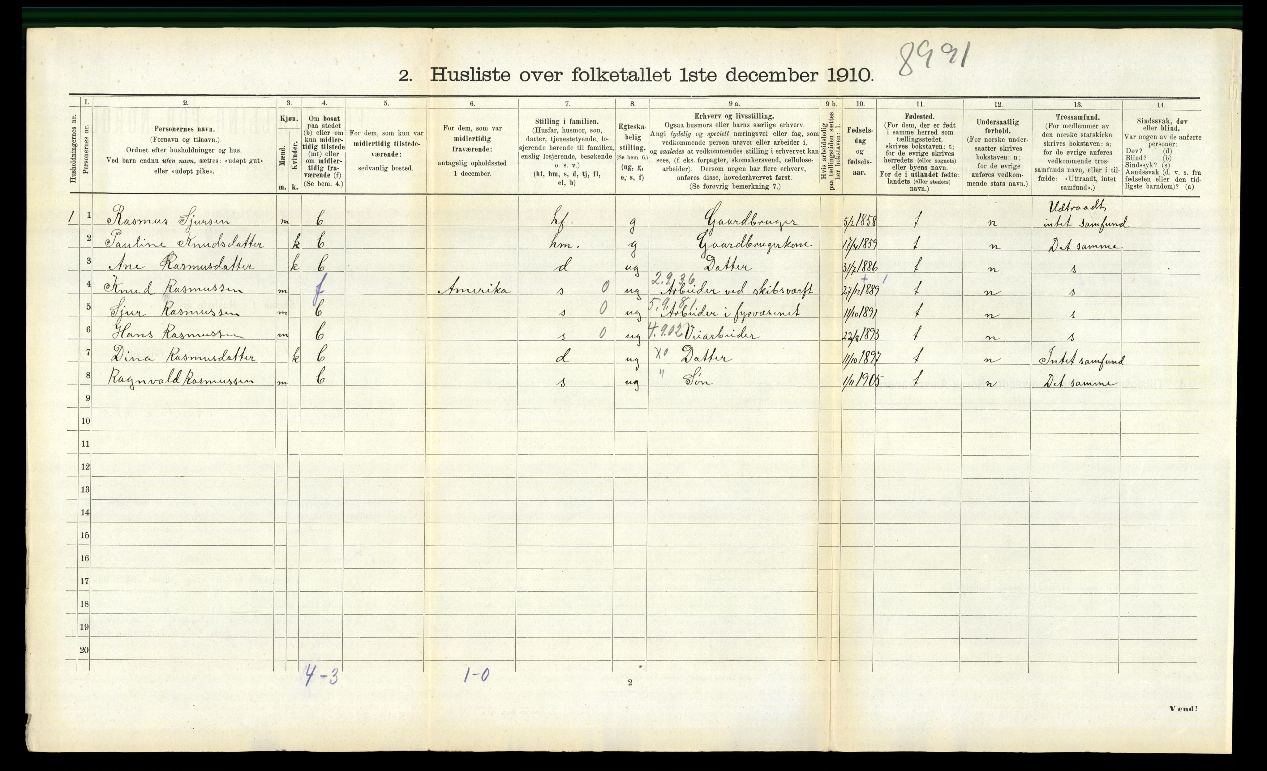 RA, 1910 census for Volda, 1910, p. 1361