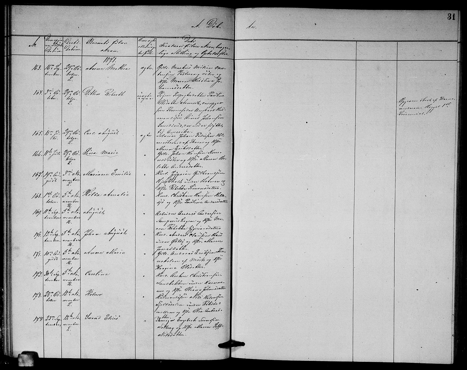 Høland prestekontor Kirkebøker, AV/SAO-A-10346a/G/Ga/L0006: Parish register (copy) no. I 6, 1869-1879, p. 31