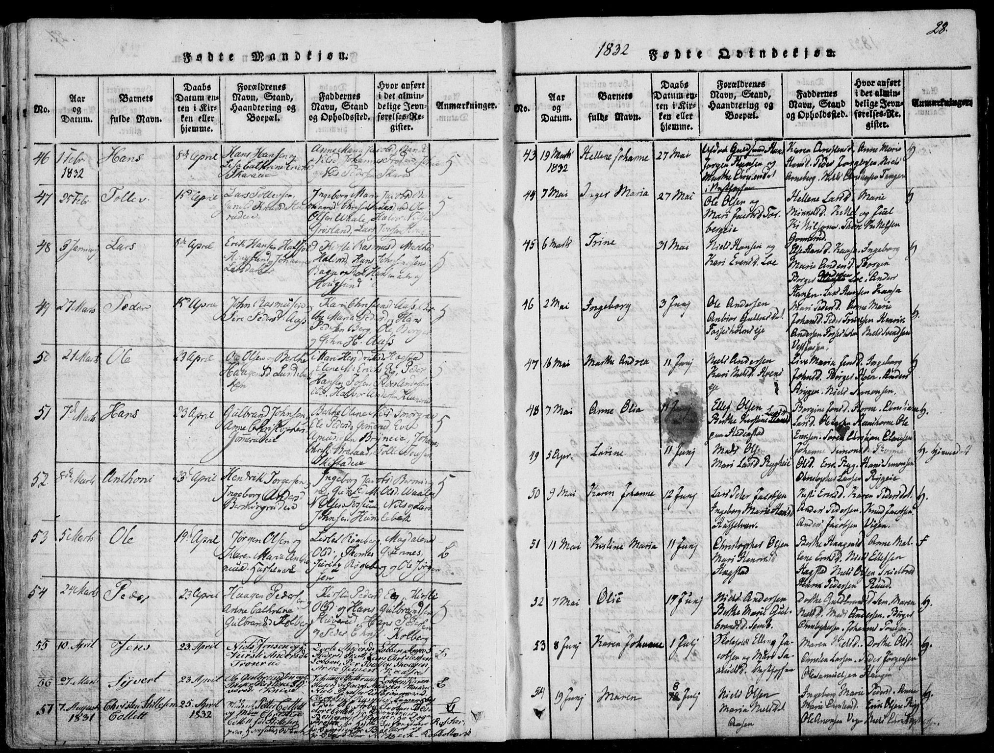 Eiker kirkebøker, AV/SAKO-A-4/F/Fa/L0012: Parish register (official) no. I 12, 1827-1832, p. 28