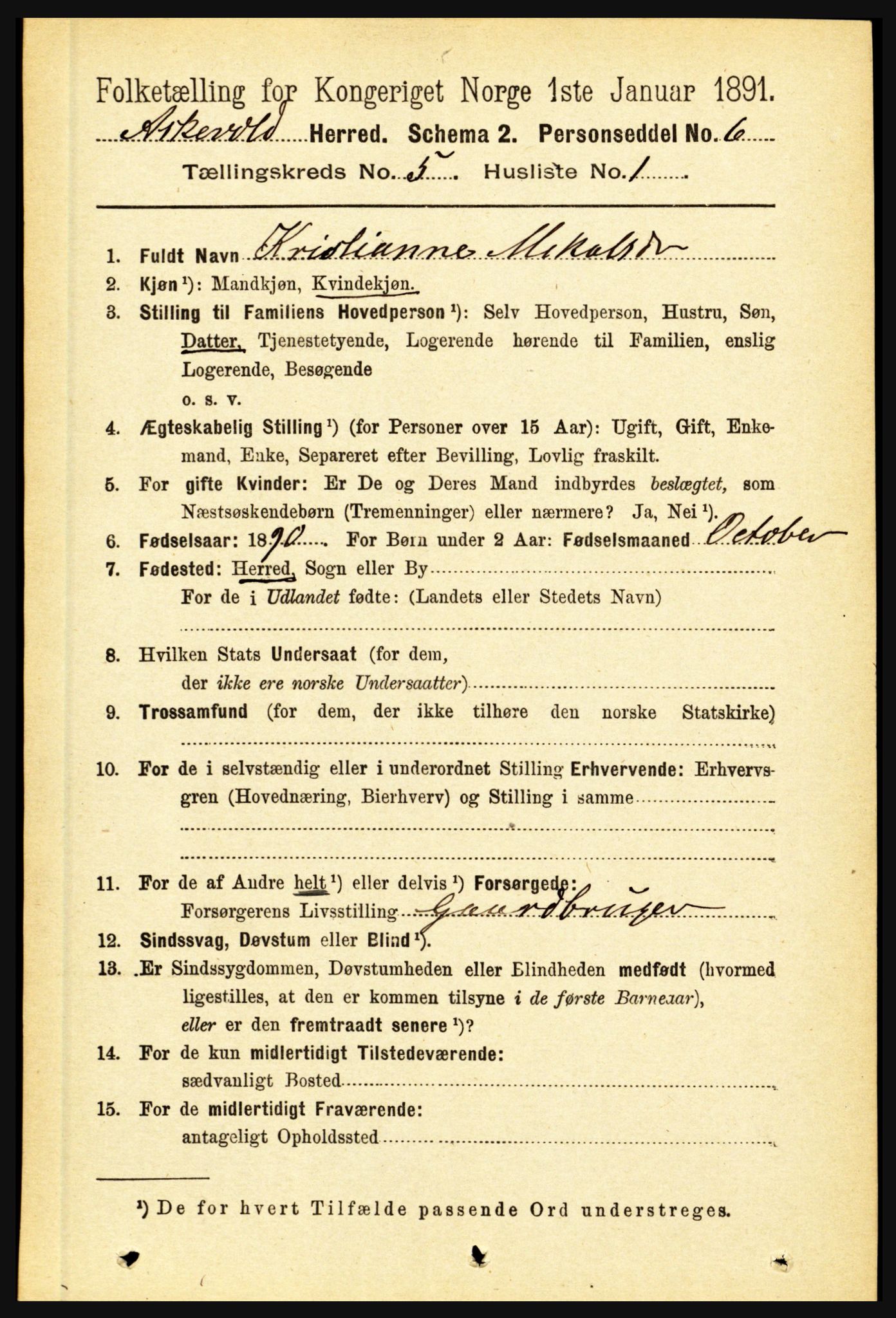 RA, 1891 census for 1428 Askvoll, 1891, p. 1520