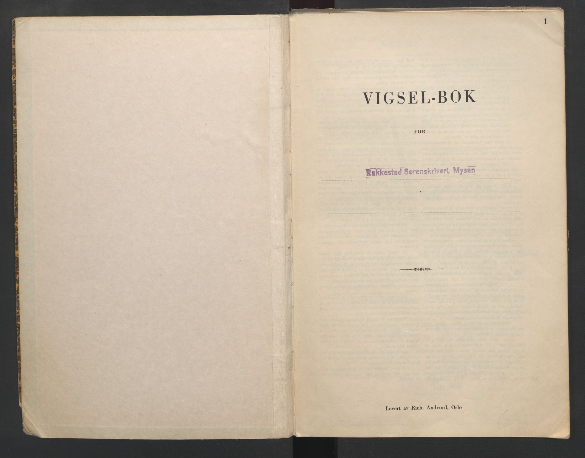 Rakkestad sorenskriveri, SAO/A-10686/L/Lc/Lca/L0002: Vigselbøker, 1942-1943, p. 1