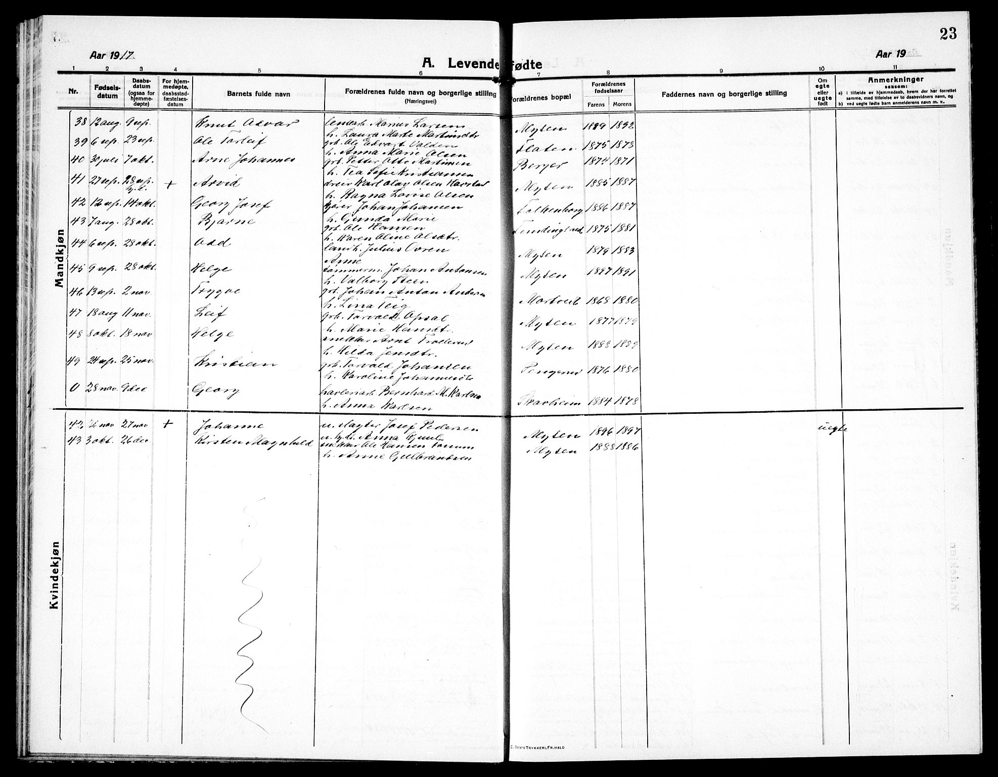 Eidsberg prestekontor Kirkebøker, AV/SAO-A-10905/G/Ga/L0003: Parish register (copy) no. I 3, 1913-1937, p. 23