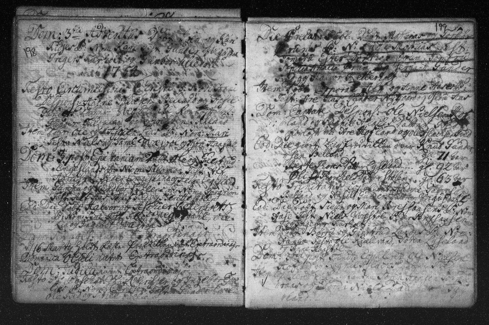 Herefoss sokneprestkontor, AV/SAK-1111-0019/F/Fa/Fab/L0001: Parish register (official) no. A 1, 1704-1779, p. 198-199