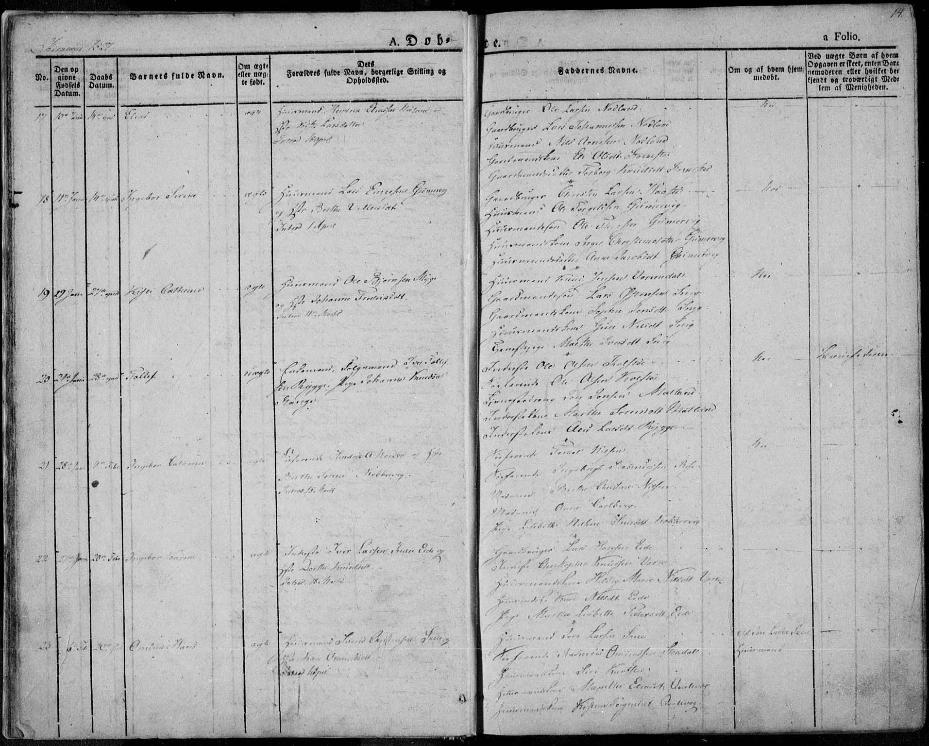 Avaldsnes sokneprestkontor, AV/SAST-A -101851/H/Ha/Haa/L0005: Parish register (official) no. A 5.1, 1825-1841, p. 14