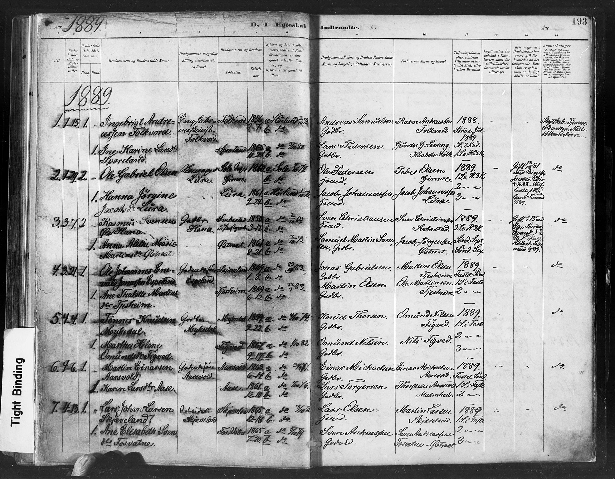 Høyland sokneprestkontor, SAST/A-101799/001/30BA/L0013: Parish register (official) no. A 13.1, 1889-1898, p. 193