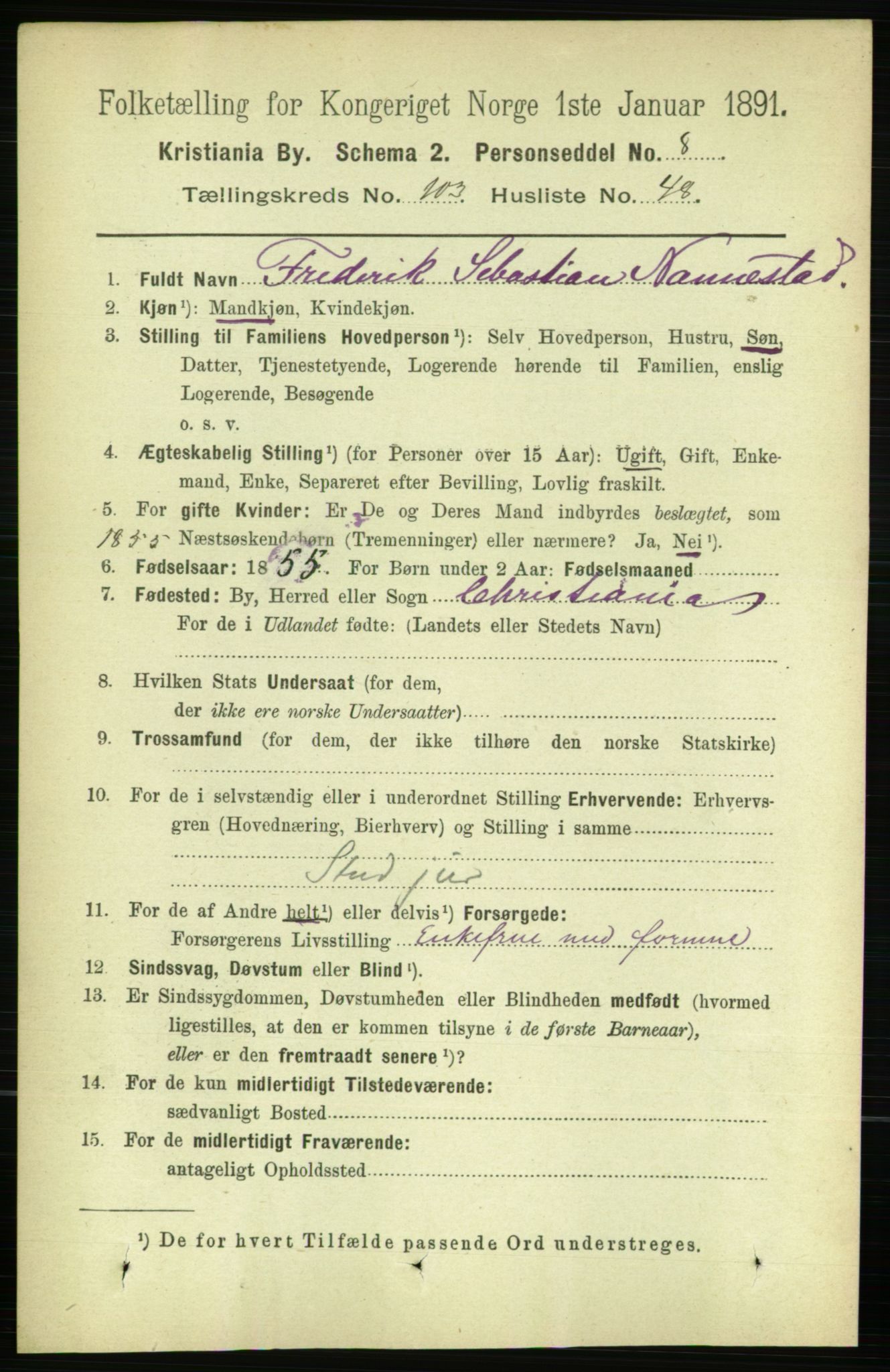 RA, 1891 census for 0301 Kristiania, 1891, p. 52173