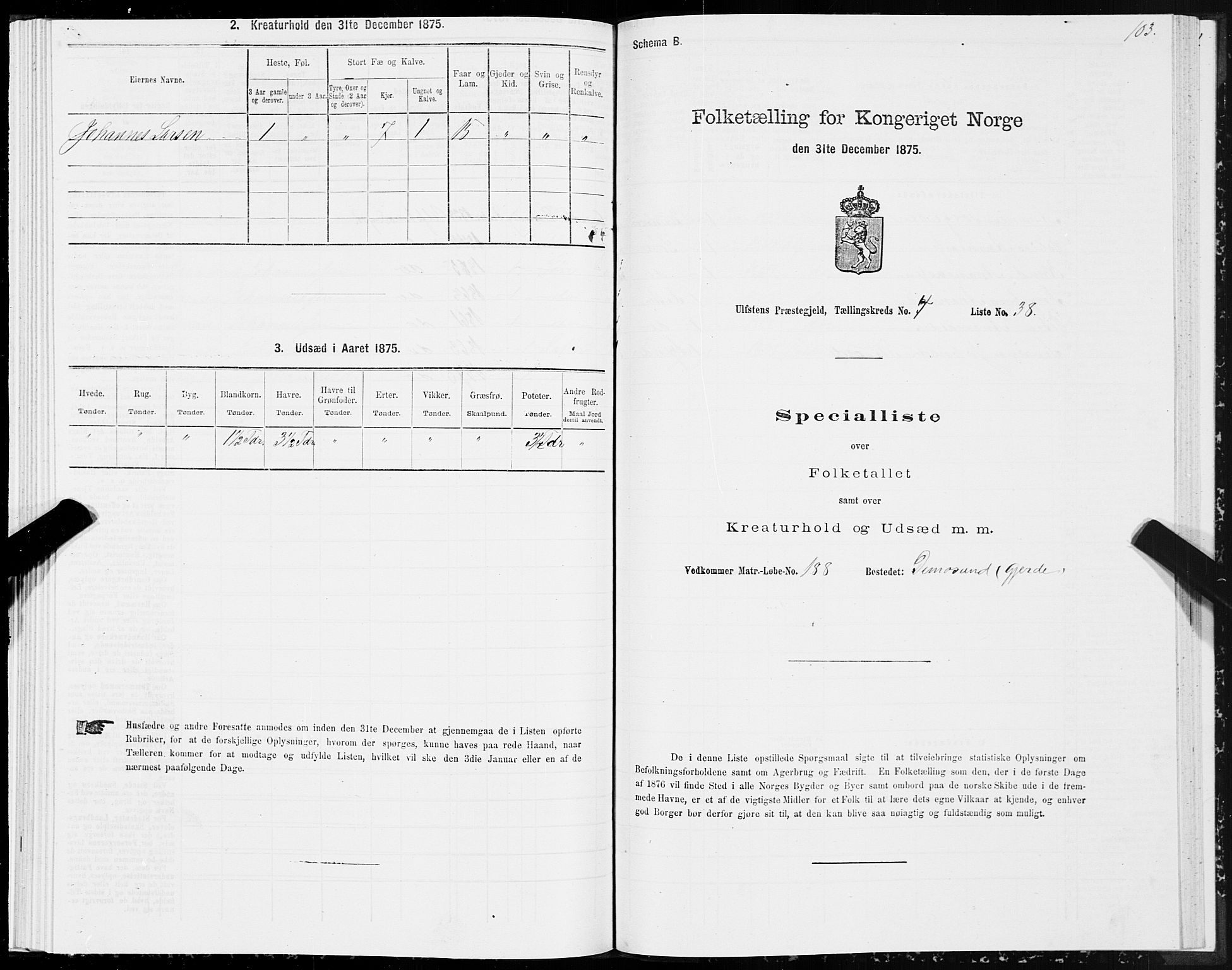 SAT, 1875 census for 1516P Ulstein, 1875, p. 2103