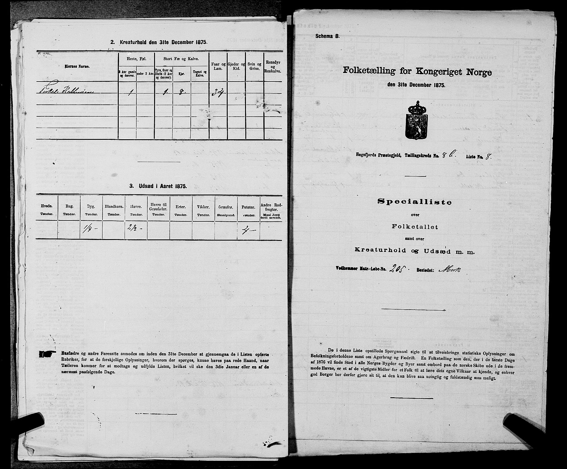 SAST, 1875 census for 1128P Høgsfjord, 1875, p. 740