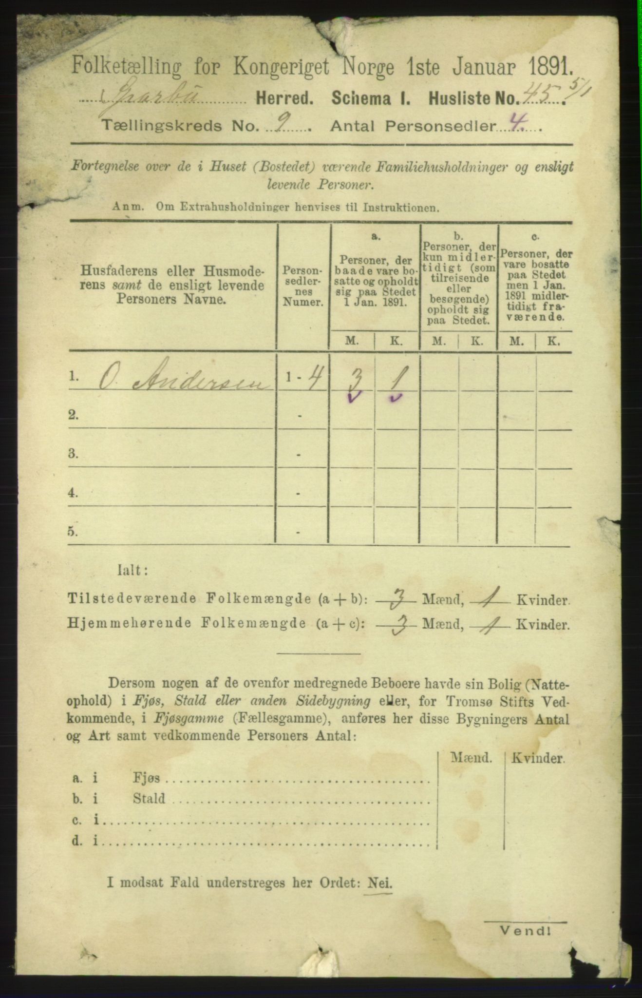 RA, 1891 census for 1731 Sparbu, 1891, p. 3057