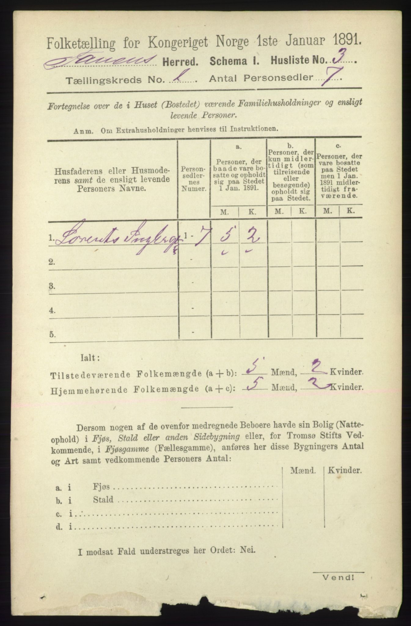 RA, 1891 census for 2025 Tana, 1891, p. 27