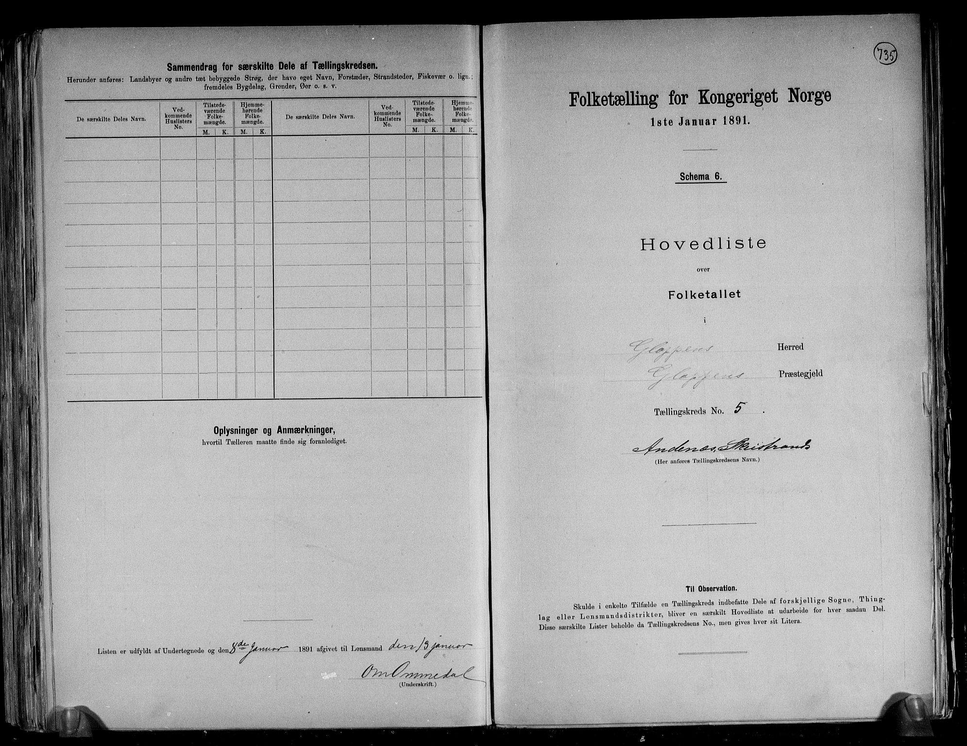 RA, 1891 census for 1445 Gloppen, 1891, p. 17