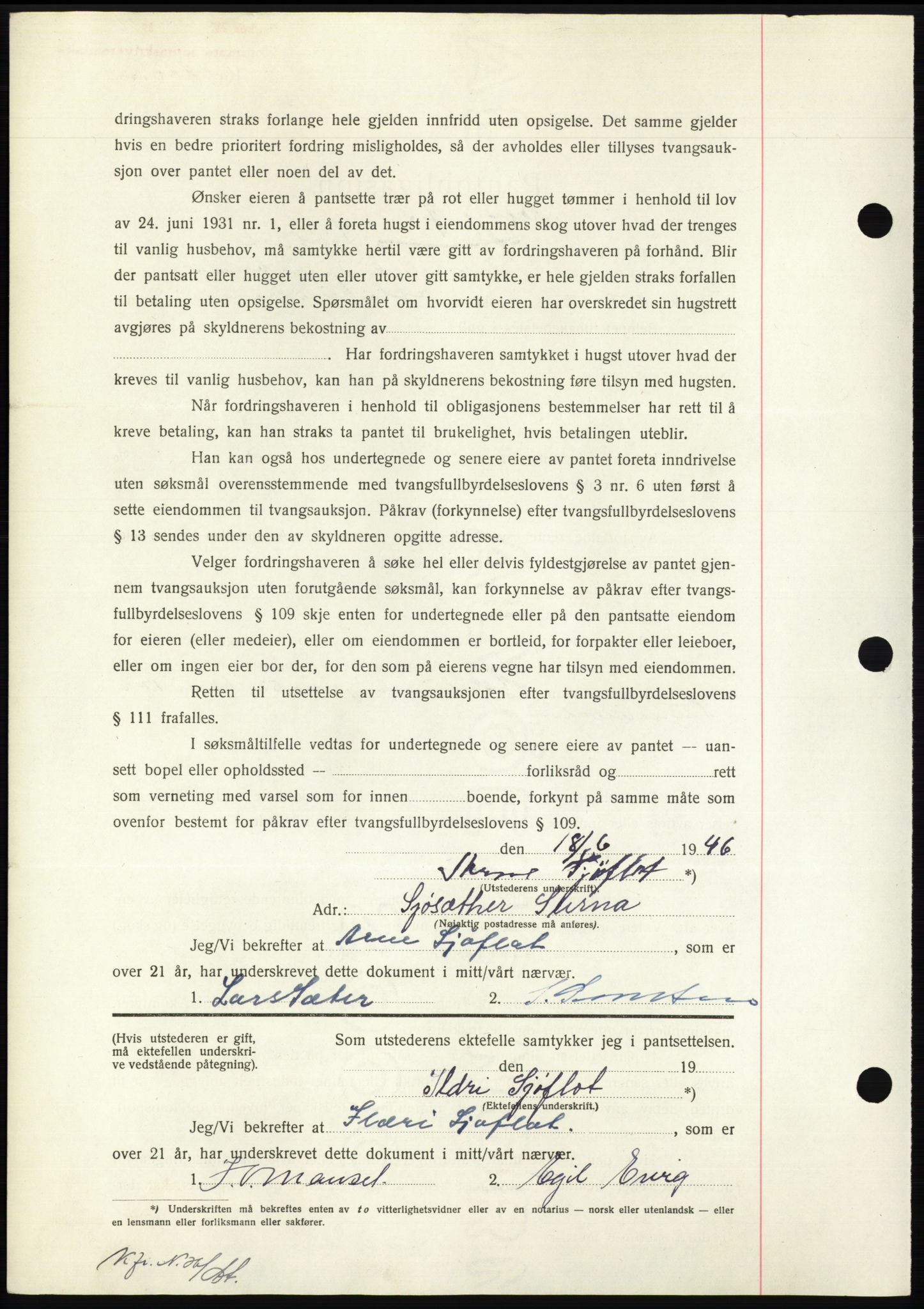 Nordmøre sorenskriveri, AV/SAT-A-4132/1/2/2Ca: Mortgage book no. B94, 1946-1946, Diary no: : 1265/1946