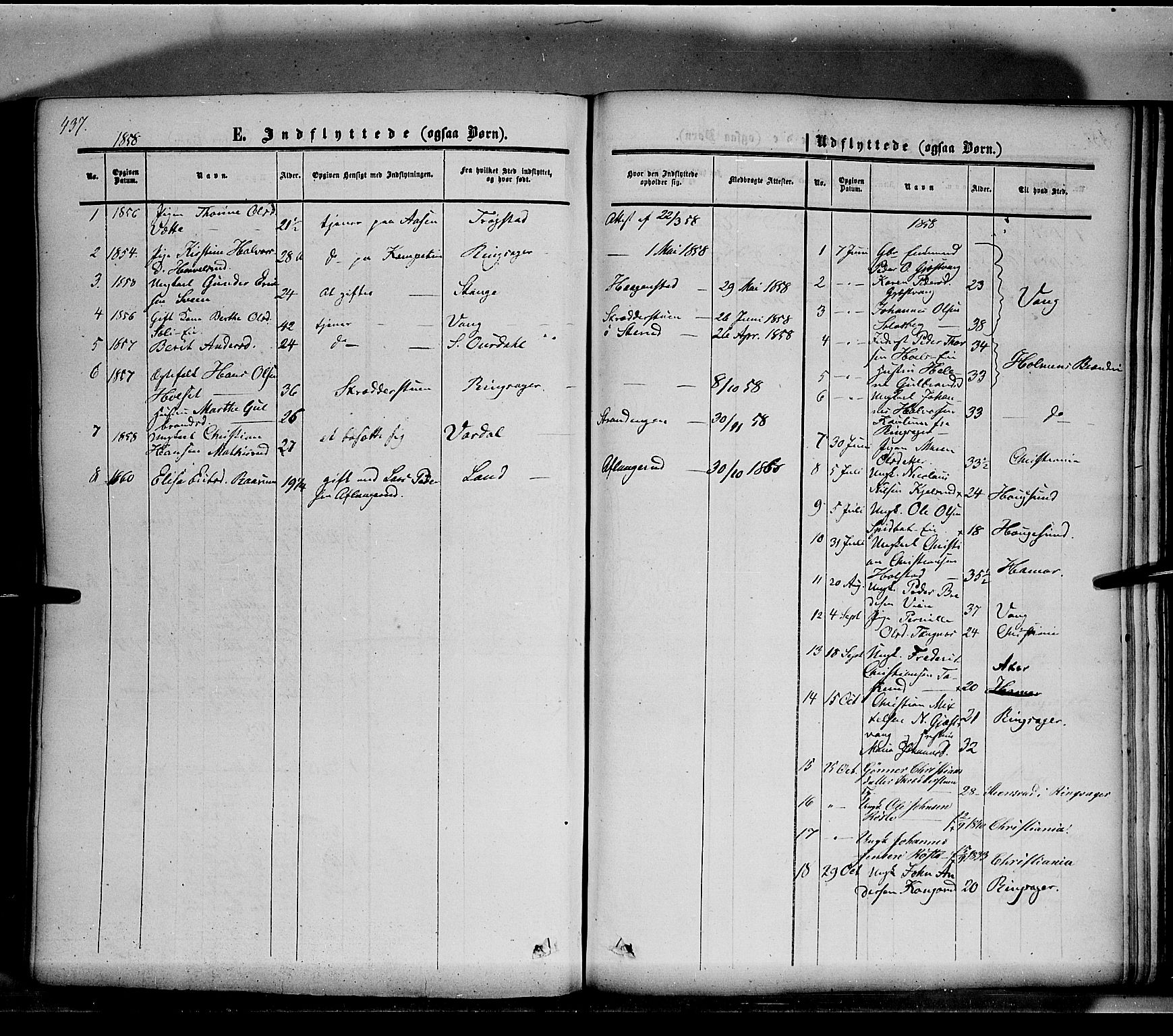 Nes prestekontor, Hedmark, SAH/PREST-020/K/Ka/L0004: Parish register (official) no. 4, 1852-1886, p. 437