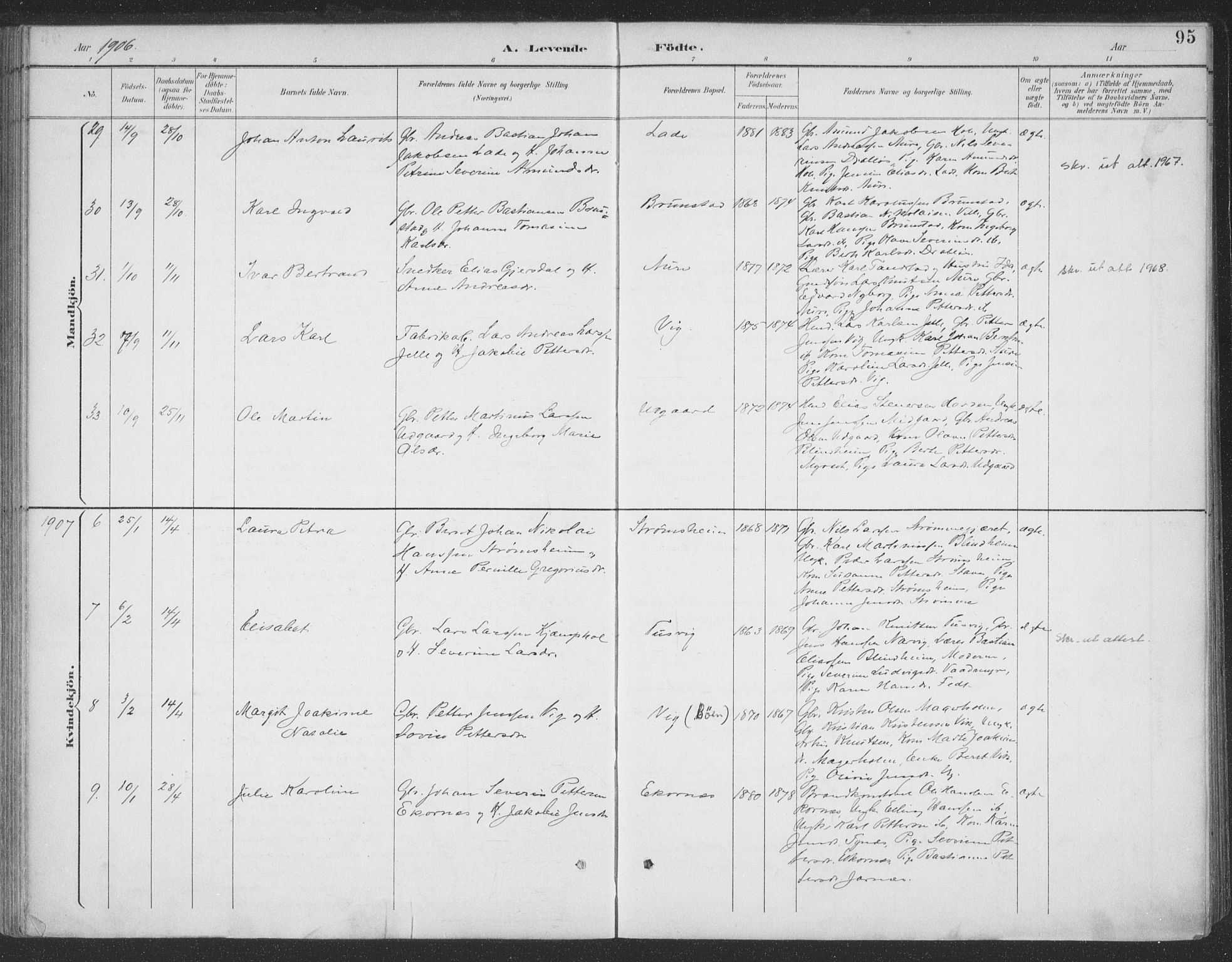 Ministerialprotokoller, klokkerbøker og fødselsregistre - Møre og Romsdal, AV/SAT-A-1454/523/L0335: Parish register (official) no. 523A02, 1891-1911, p. 95