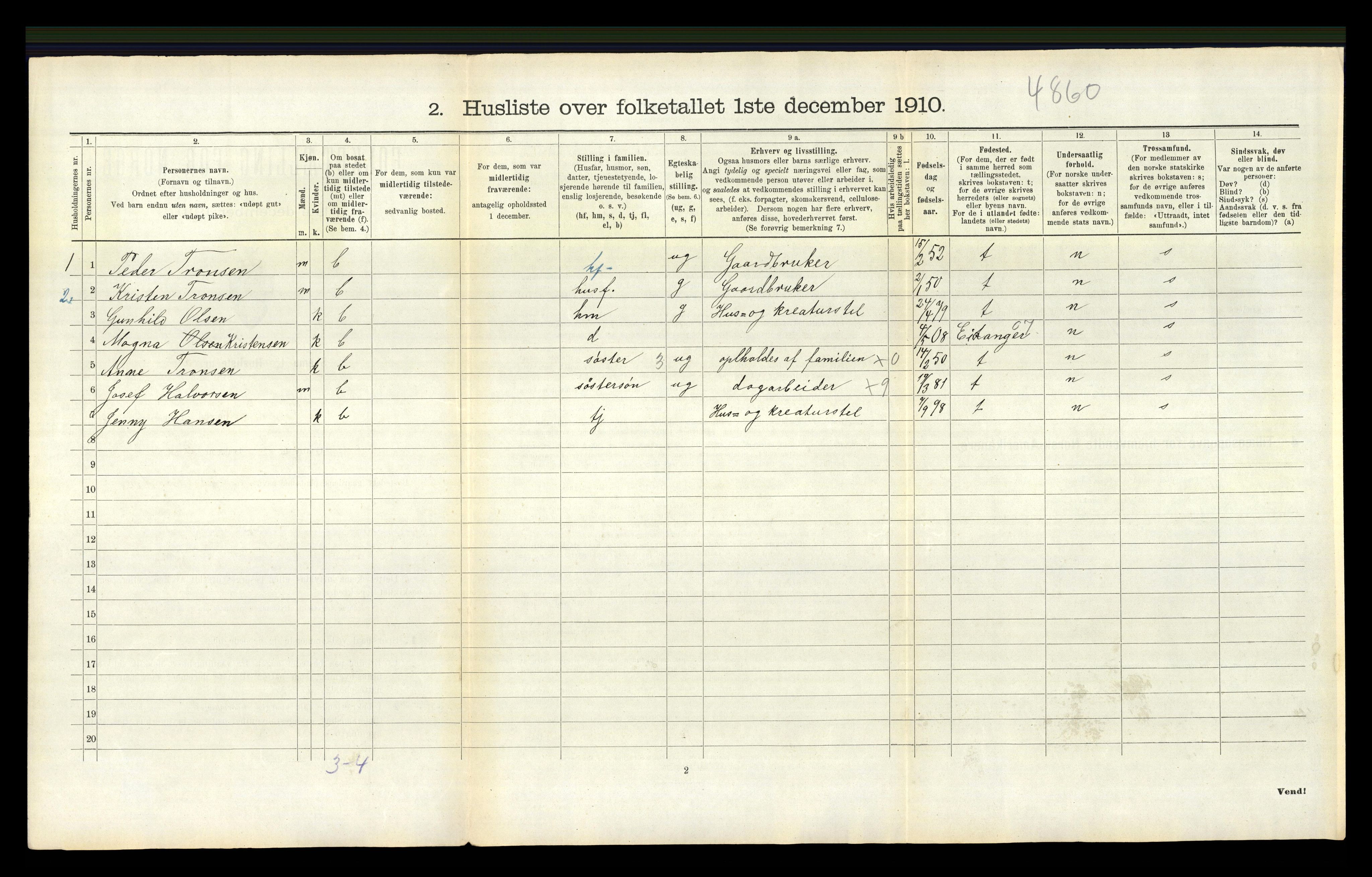 RA, 1910 census for Bamble, 1910, p. 367