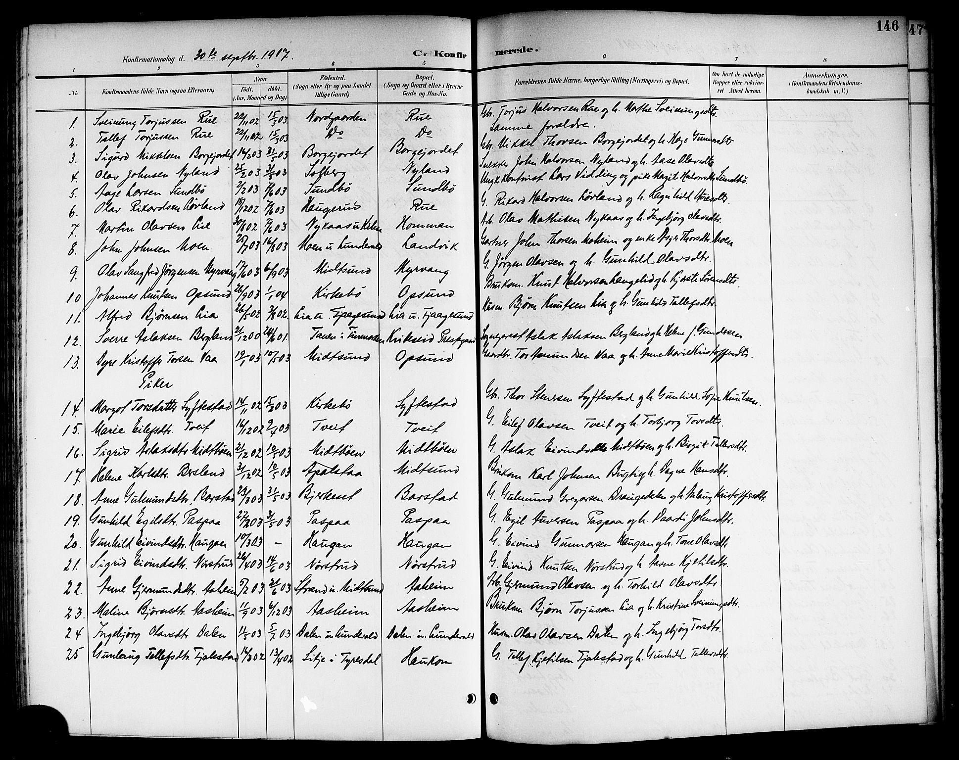 Kviteseid kirkebøker, SAKO/A-276/G/Ga/L0002: Parish register (copy) no. I 2, 1893-1918, p. 146