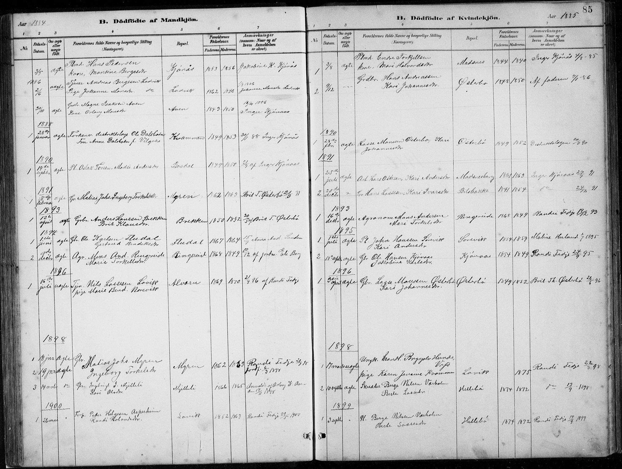 Lavik sokneprestembete, SAB/A-80901: Parish register (copy) no. A 2, 1882-1910, p. 85