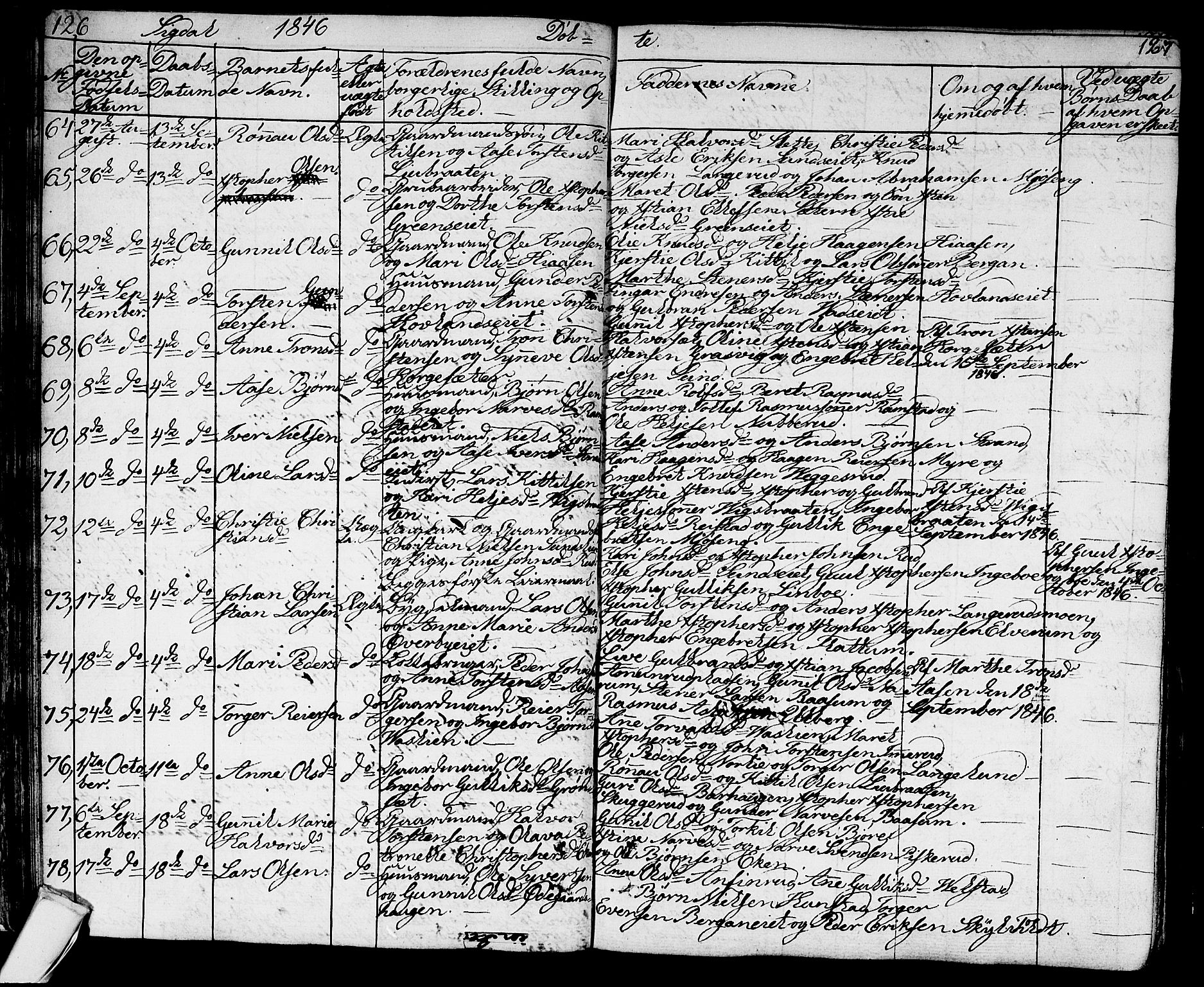 Sigdal kirkebøker, AV/SAKO-A-245/G/Ga/L0002: Parish register (copy) no. I 2, 1835-1856, p. 126-127