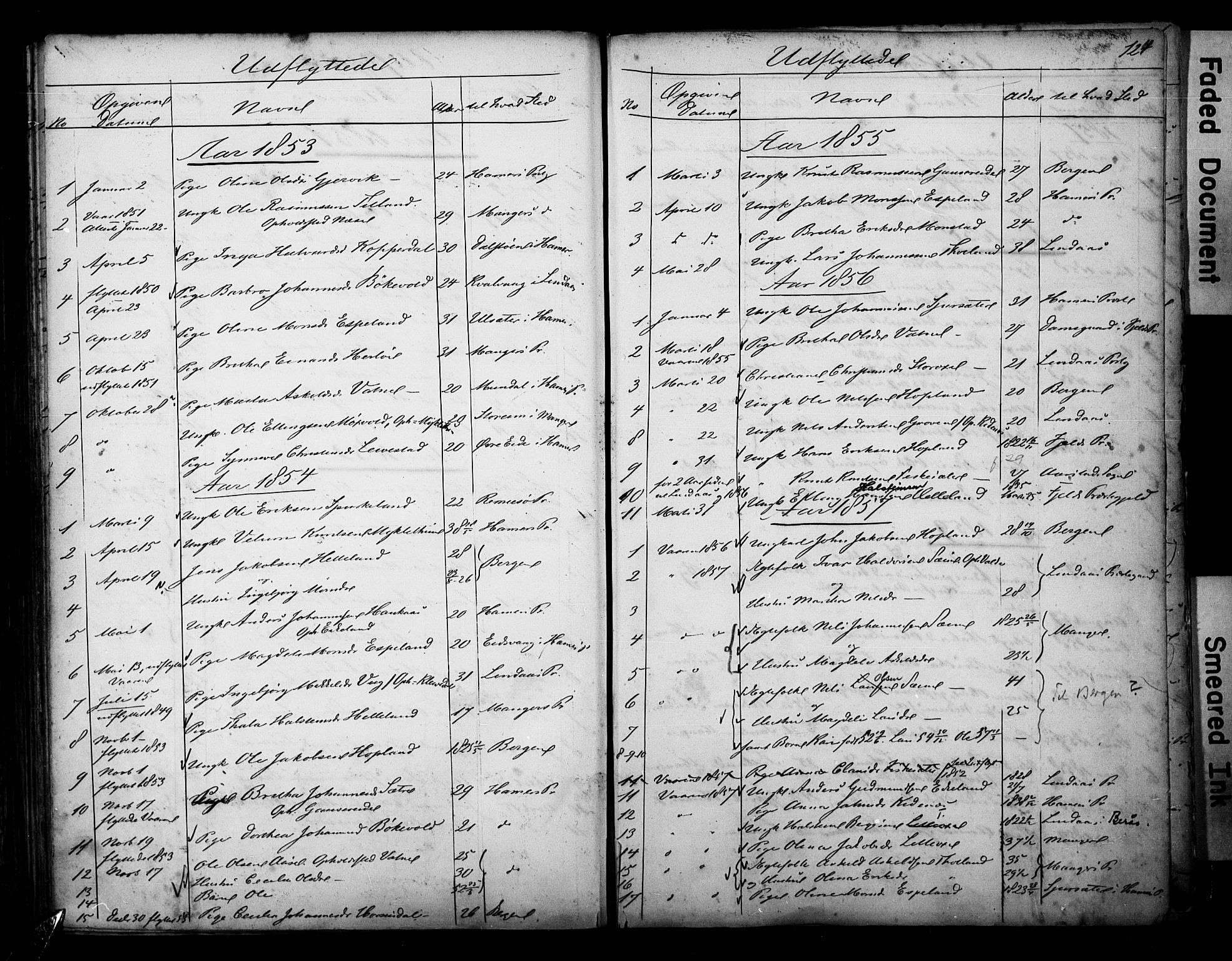 Alversund Sokneprestembete, SAB/A-73901/H/Ha/Hab: Parish register (copy) no. D 1, 1800-1870, p. 124