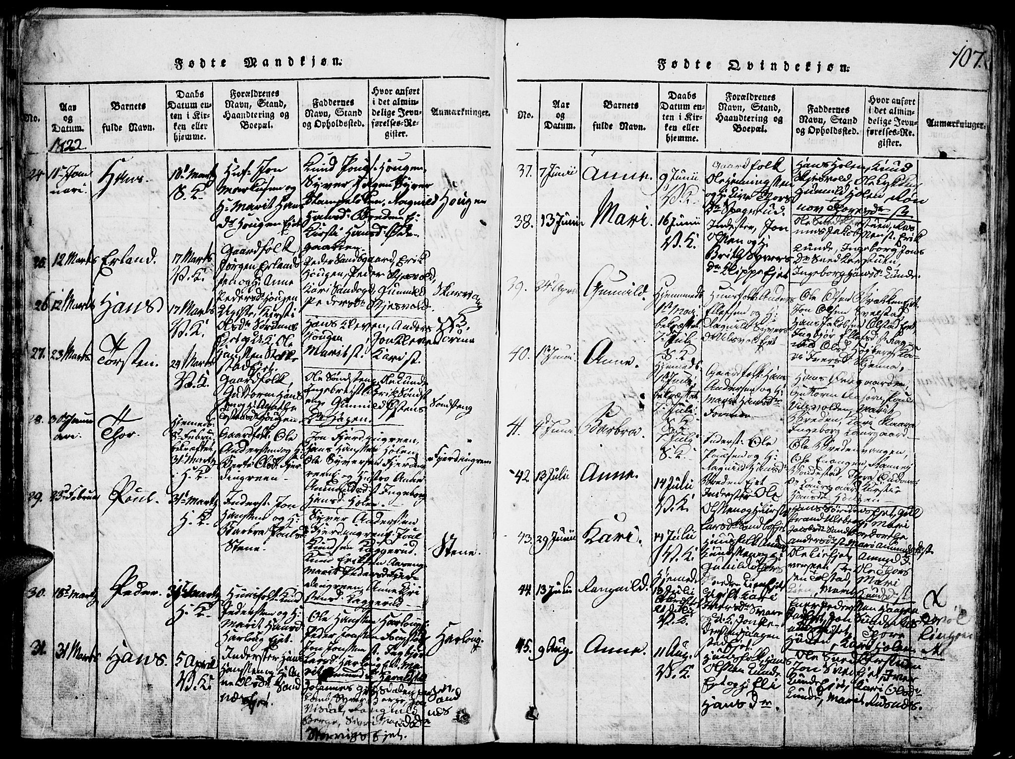 Vågå prestekontor, SAH/PREST-076/H/Ha/Hab/L0001: Parish register (copy) no. 1, 1815-1827, p. 106-107