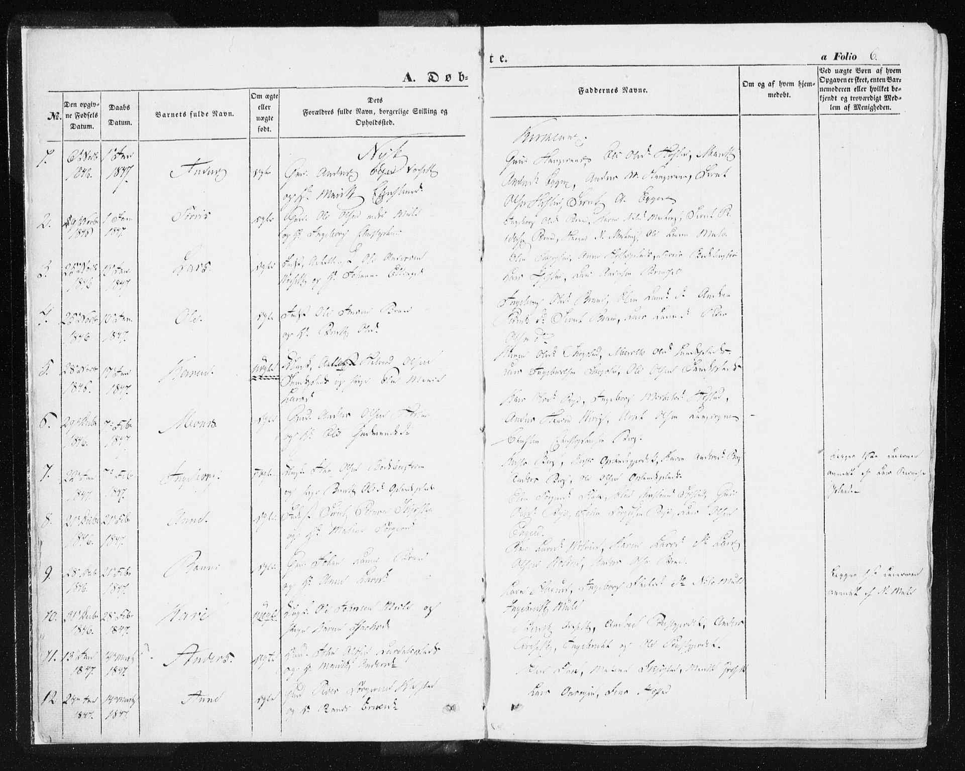 Ministerialprotokoller, klokkerbøker og fødselsregistre - Sør-Trøndelag, SAT/A-1456/612/L0376: Parish register (official) no. 612A08, 1846-1859, p. 6