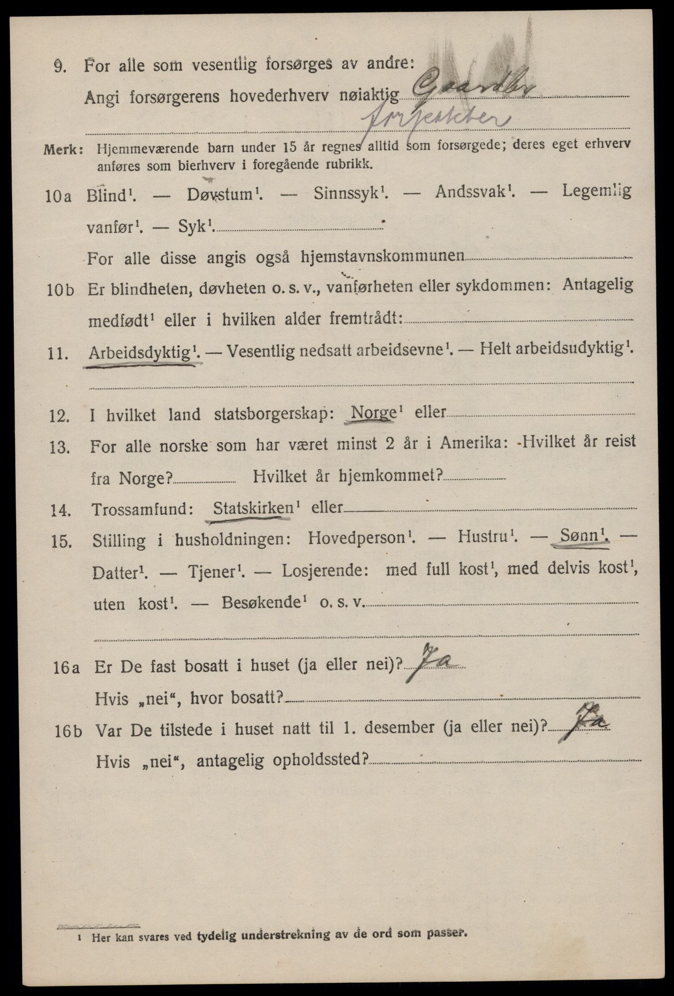 SAST, 1920 census for Sokndal, 1920, p. 4810