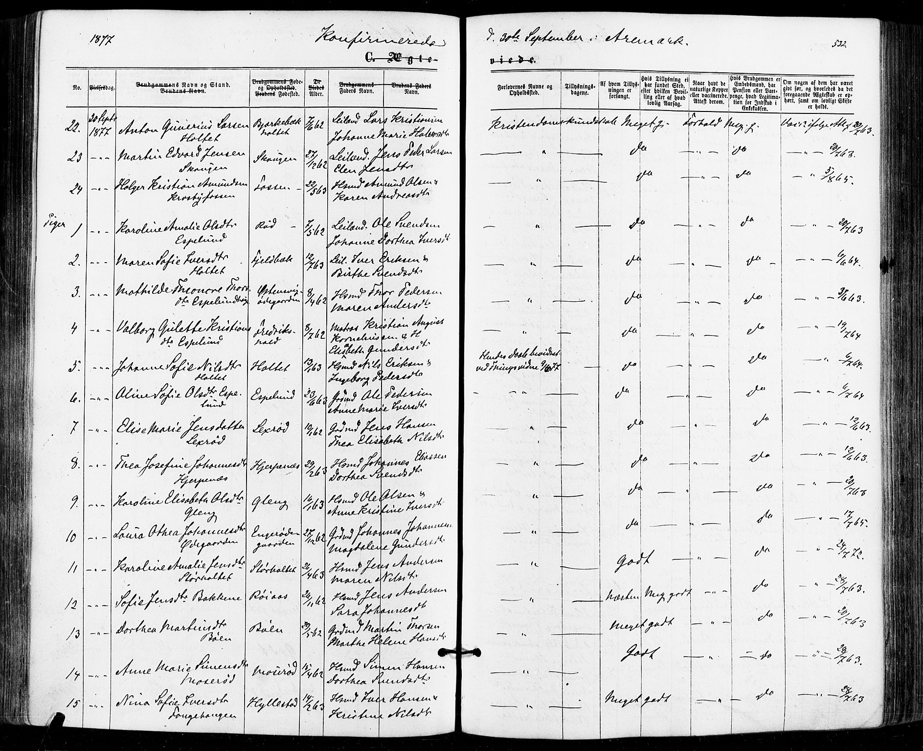 Aremark prestekontor Kirkebøker, SAO/A-10899/F/Fc/L0004: Parish register (official) no. III 4, 1866-1877, p. 531-532