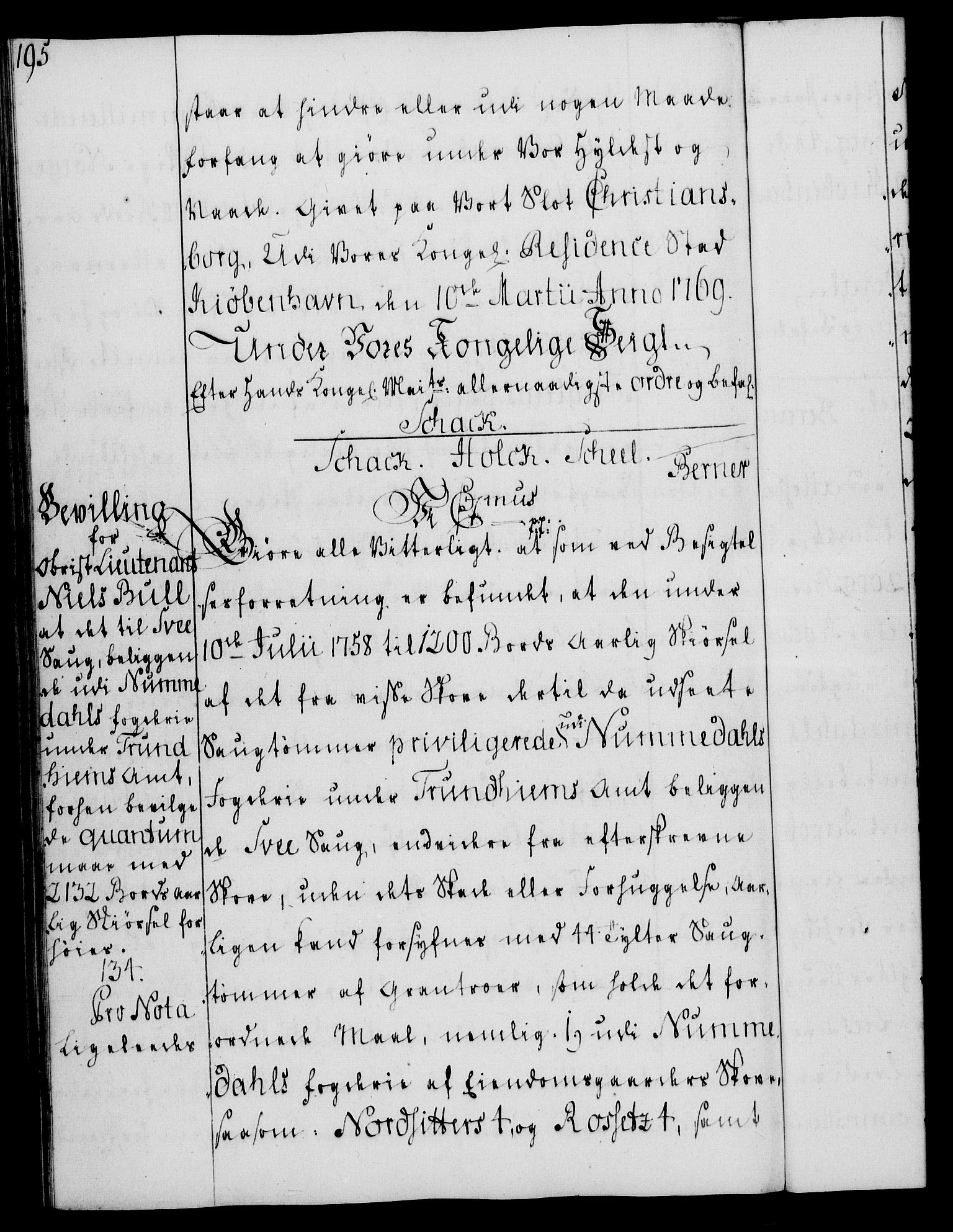 Rentekammeret, Kammerkanselliet, RA/EA-3111/G/Gg/Gga/L0008: Norsk ekspedisjonsprotokoll med register (merket RK 53.8), 1768-1771, p. 195