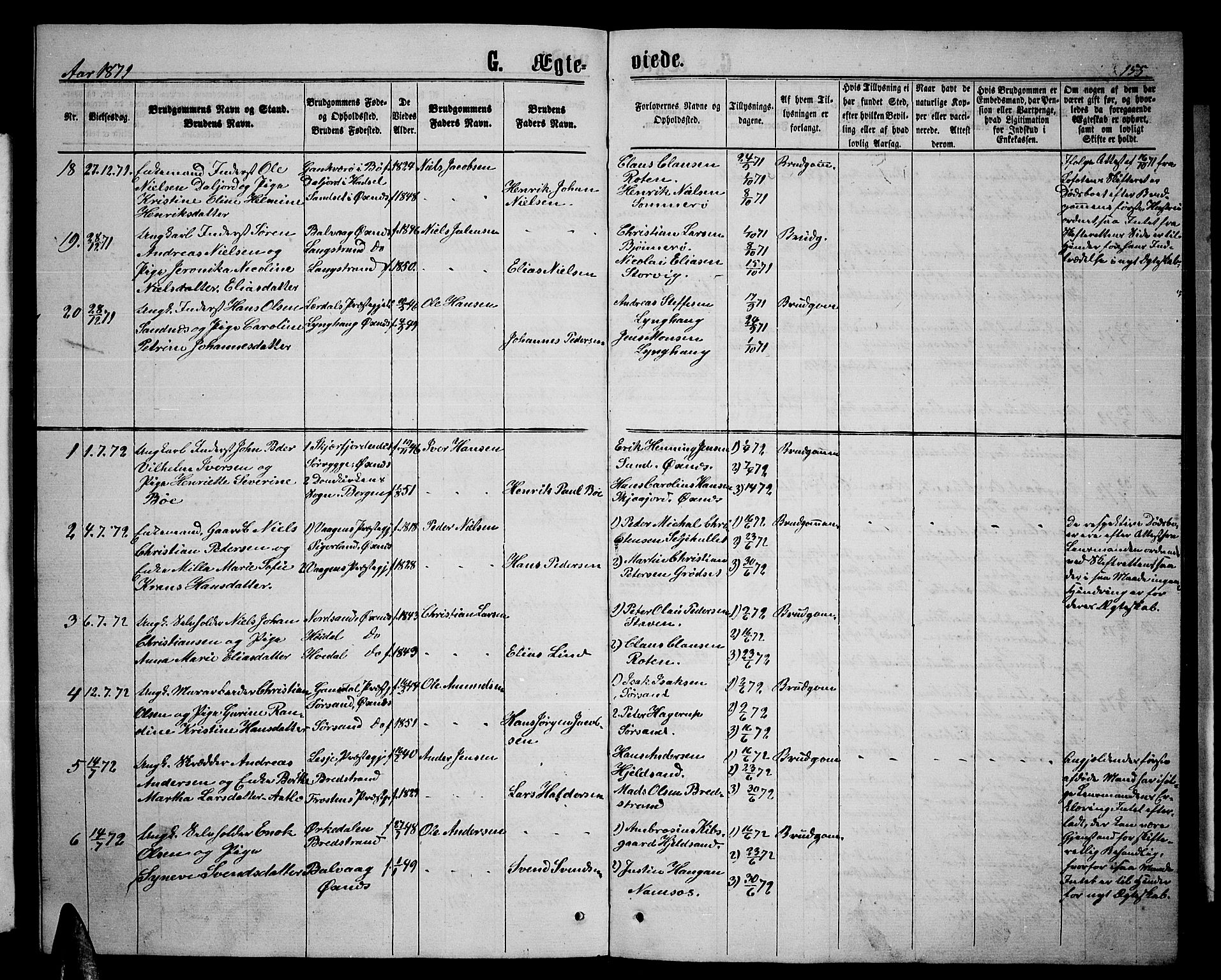 Ministerialprotokoller, klokkerbøker og fødselsregistre - Nordland, AV/SAT-A-1459/893/L1348: Parish register (copy) no. 893C03, 1867-1877, p. 155