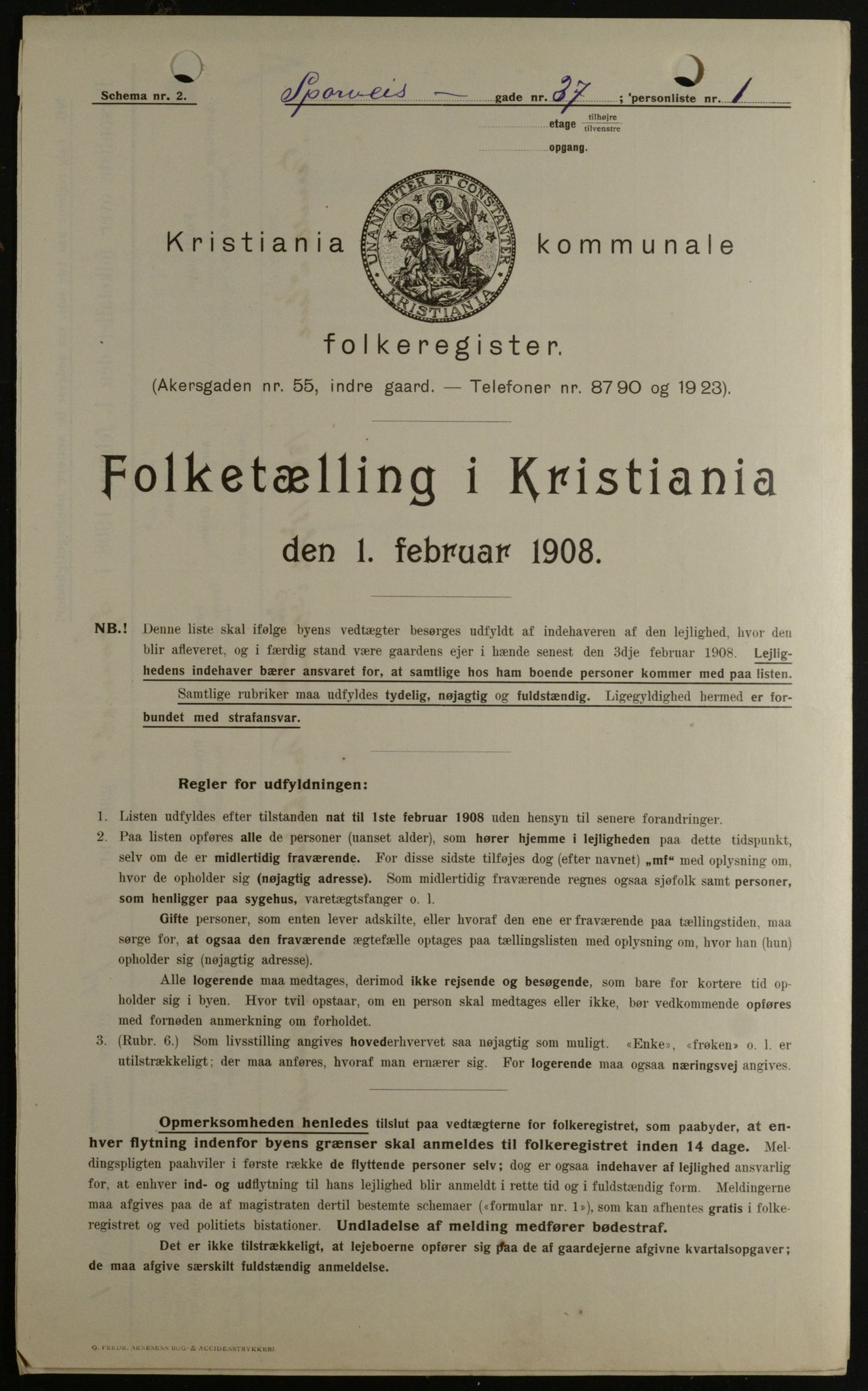 OBA, Municipal Census 1908 for Kristiania, 1908, p. 90558