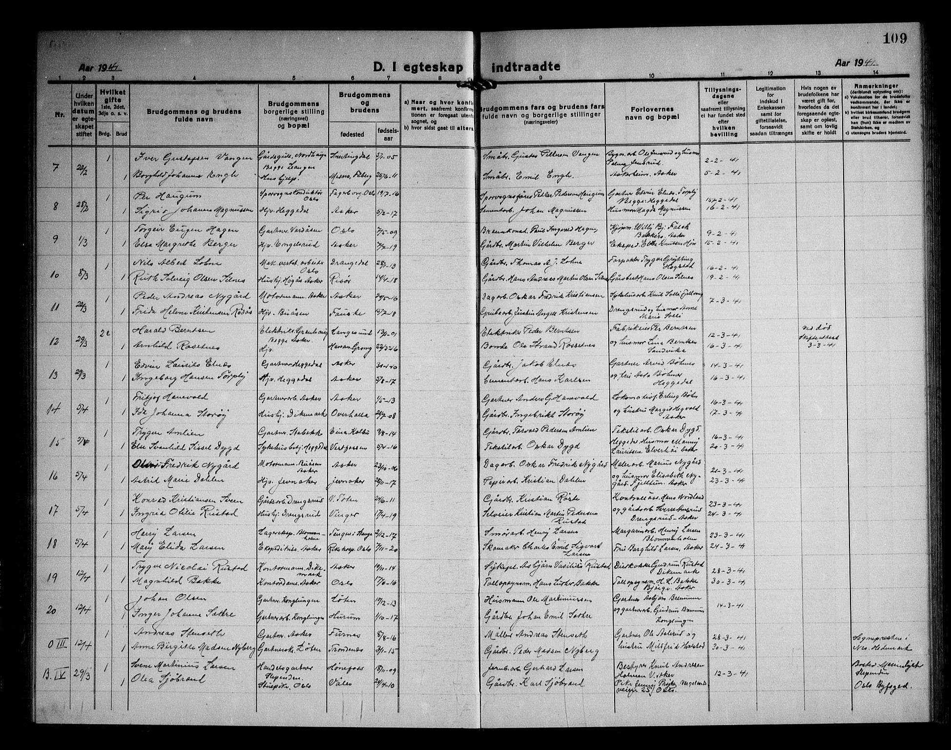 Asker prestekontor Kirkebøker, SAO/A-10256a/F/Fa/L0020: Parish register (official) no. I 20, 1918-1948, p. 109