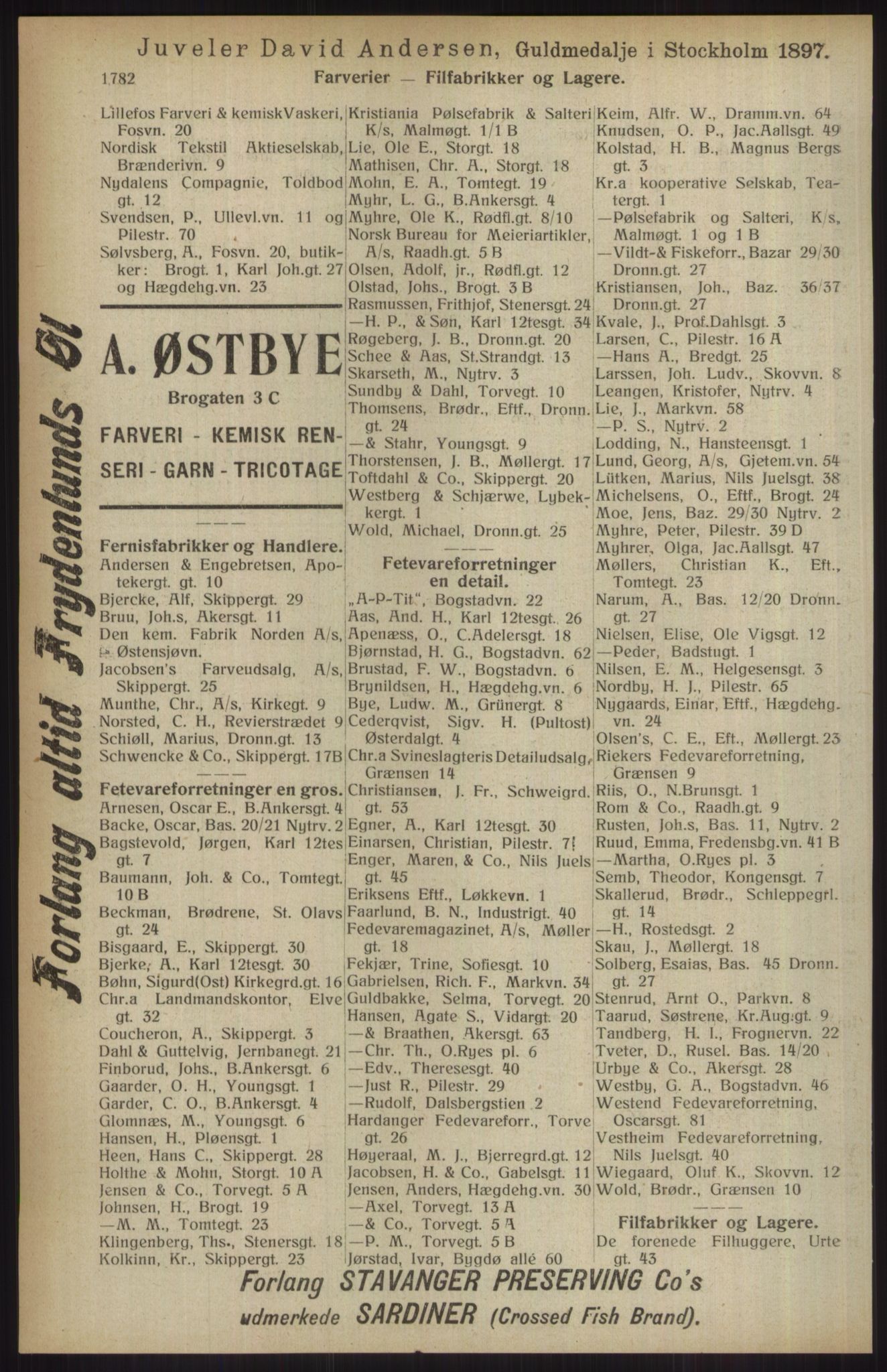 Kristiania/Oslo adressebok, PUBL/-, 1914, p. 1782
