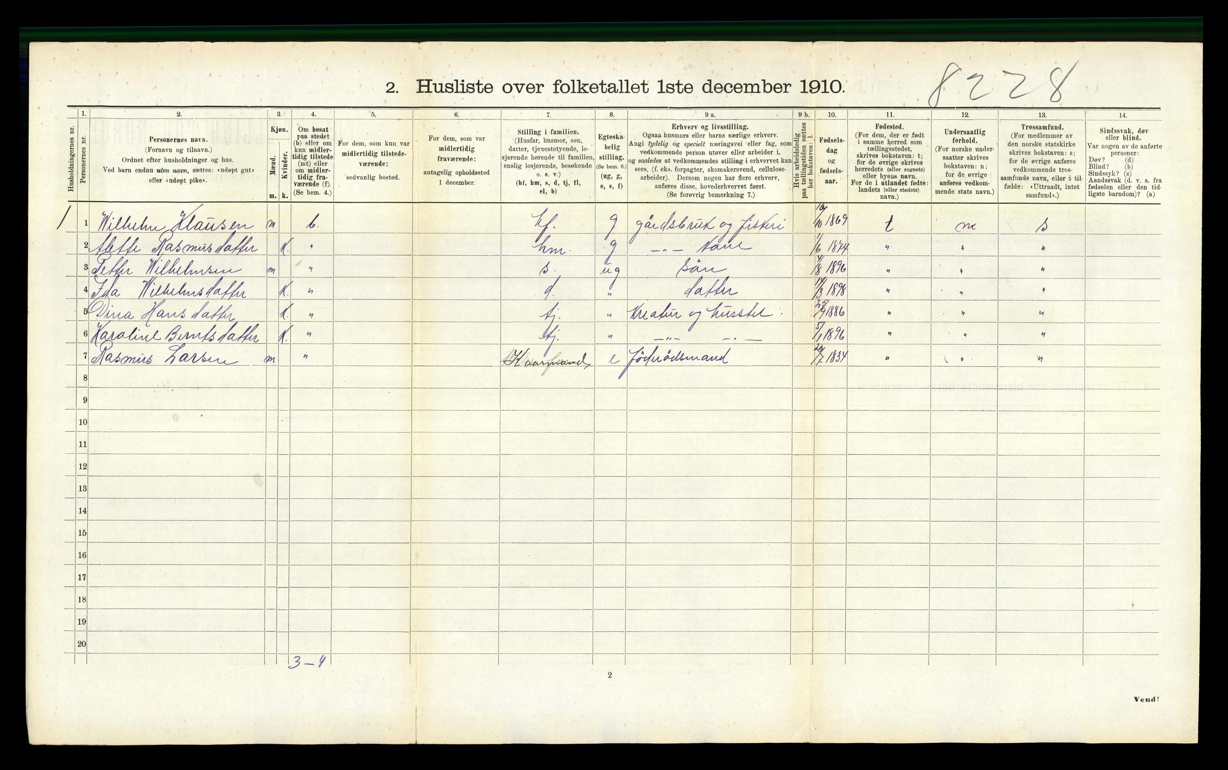 RA, 1910 census for Selje, 1910, p. 755