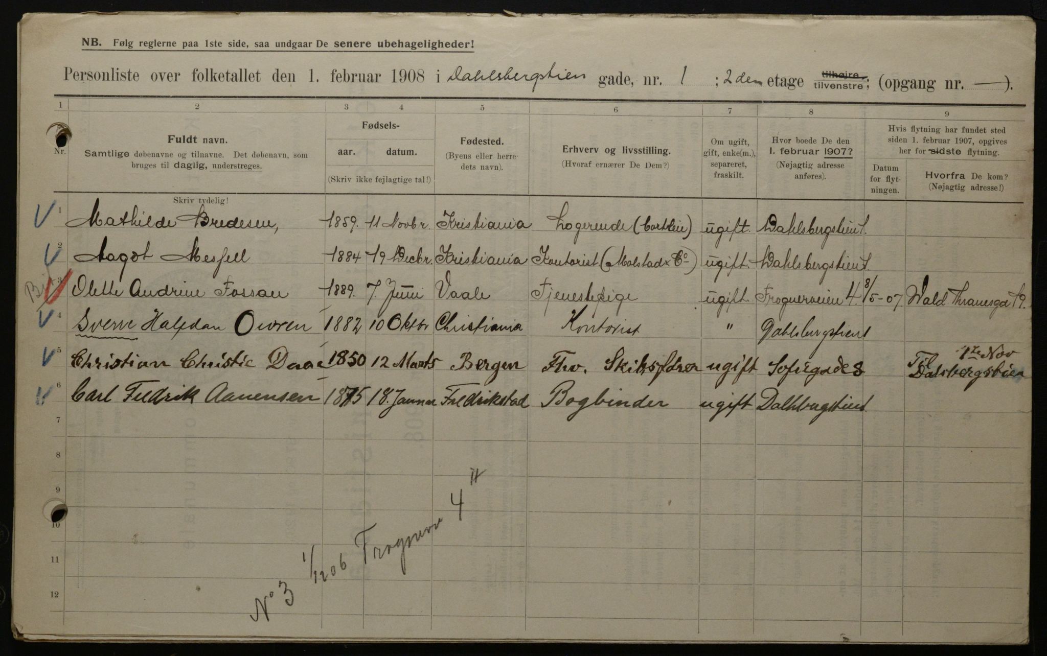 OBA, Municipal Census 1908 for Kristiania, 1908, p. 13113