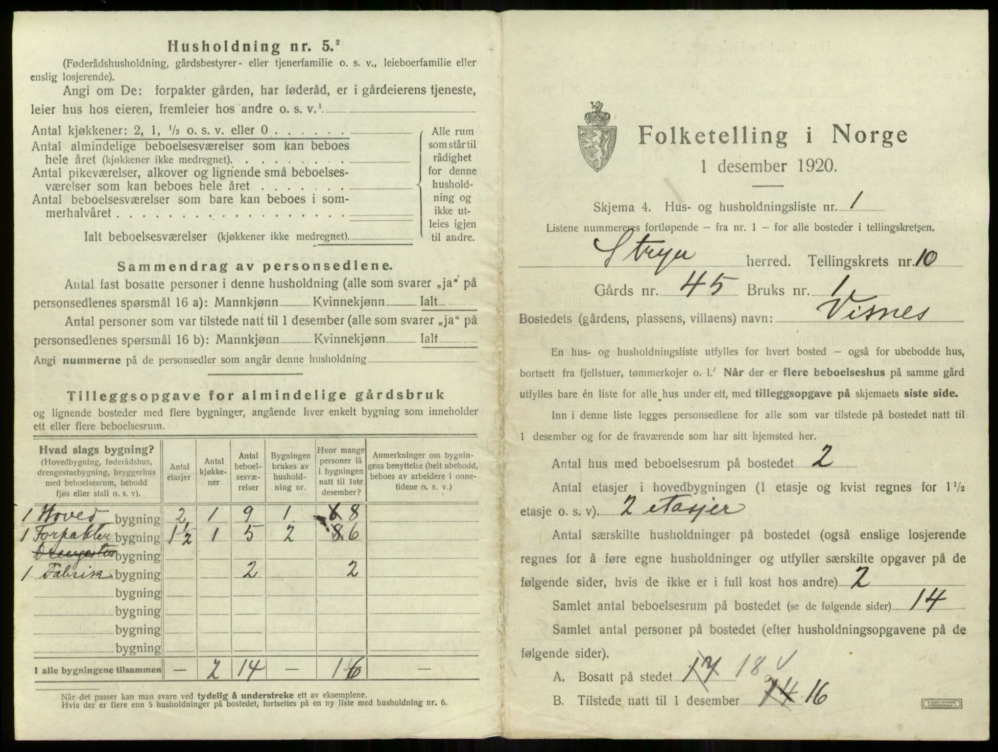 SAB, 1920 census for Stryn, 1920, p. 664