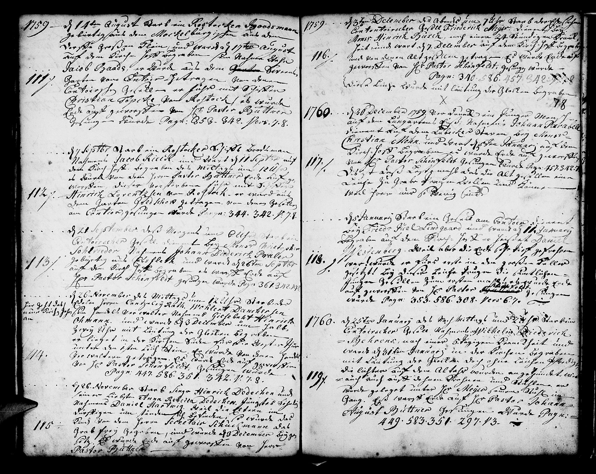 Mariakirken Sokneprestembete, SAB/A-76901/H/Haa/L0001: Parish register (official) no. A 1, 1740-1784, p. 78