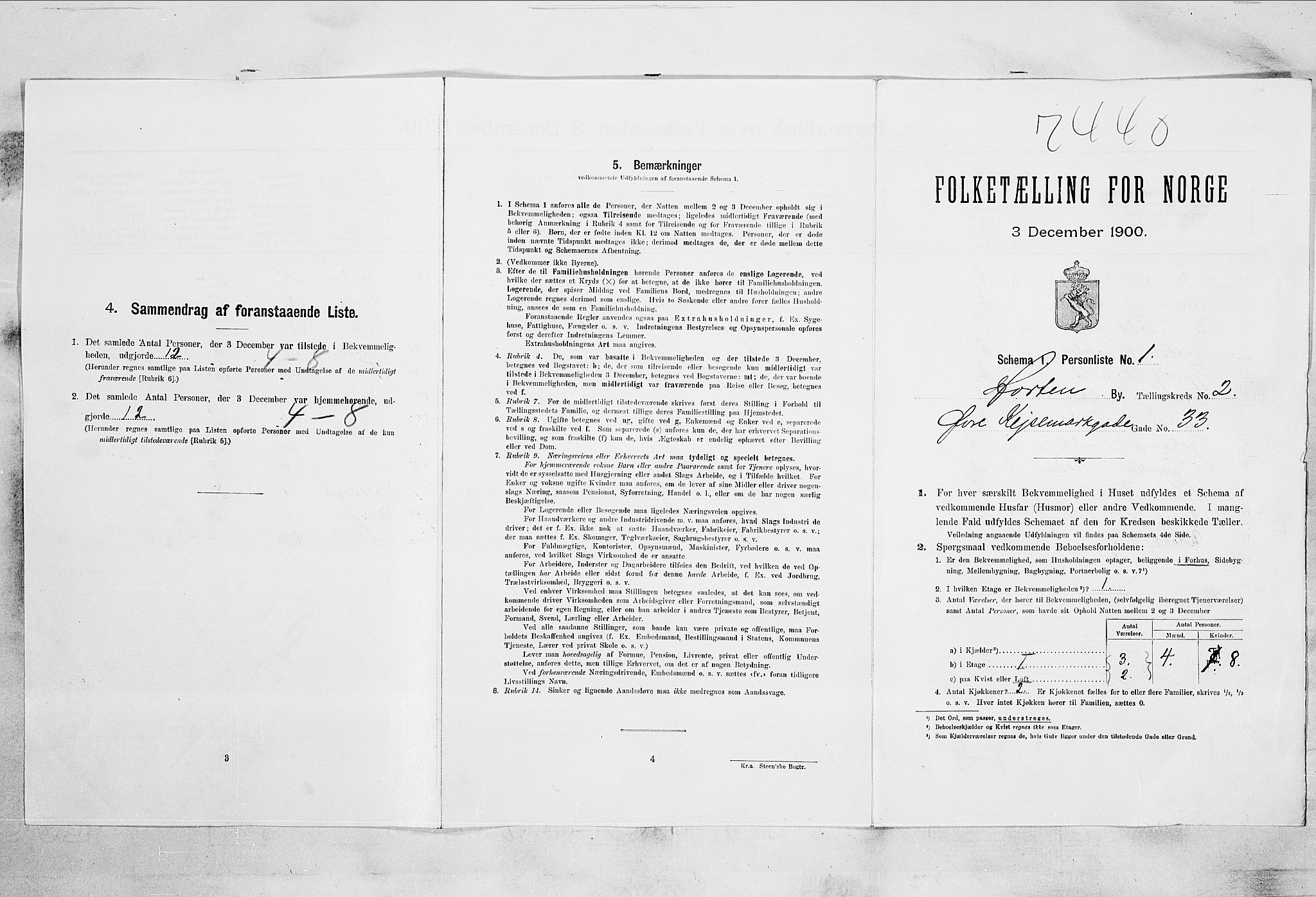 RA, 1900 census for Horten, 1900, p. 1474