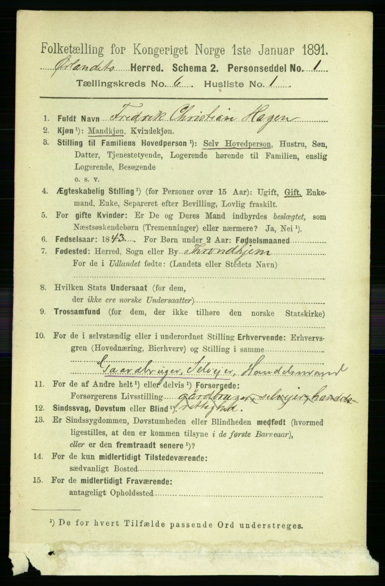 RA, 1891 census for 1621 Ørland, 1891, p. 1840